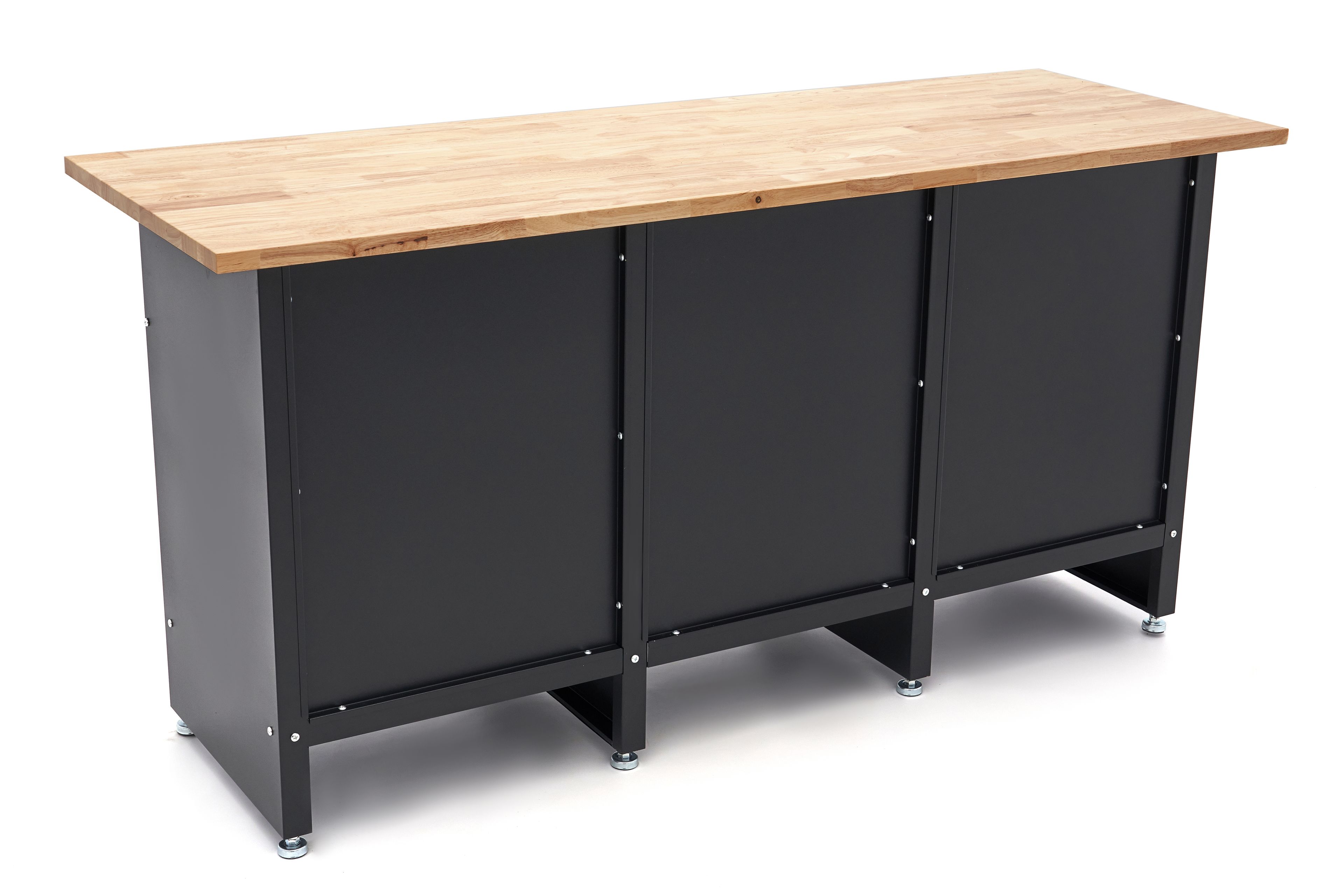 HBM Werkbank 171 cm mit 6 Schubladen und 2 Türen, massive Holzarbeitsplatte, schwarz Image 13