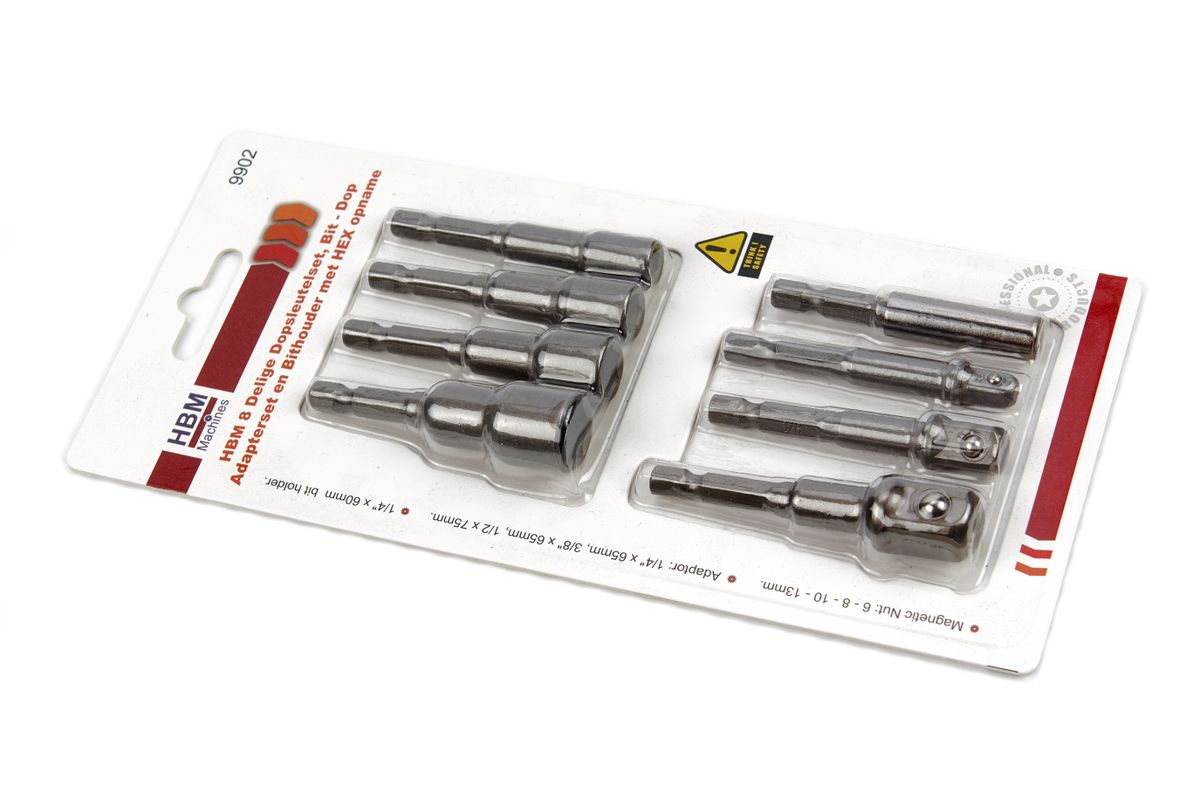 Conjunto de 8 llaves de casquillo HBM, conjunto de adaptadores de bits y portabits con conexión HEX