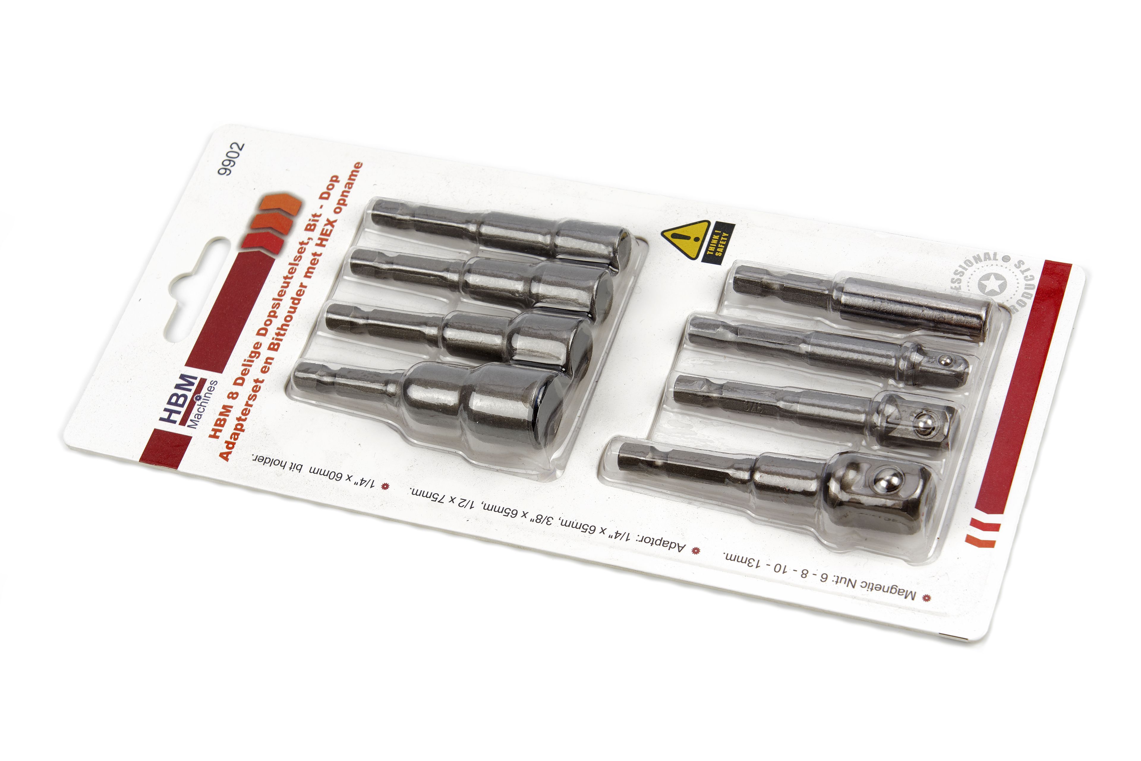 Set di chiavi a bussola HBM da 8 pezzi, set di adattatori a bit e supporto per bit con attacco HEX