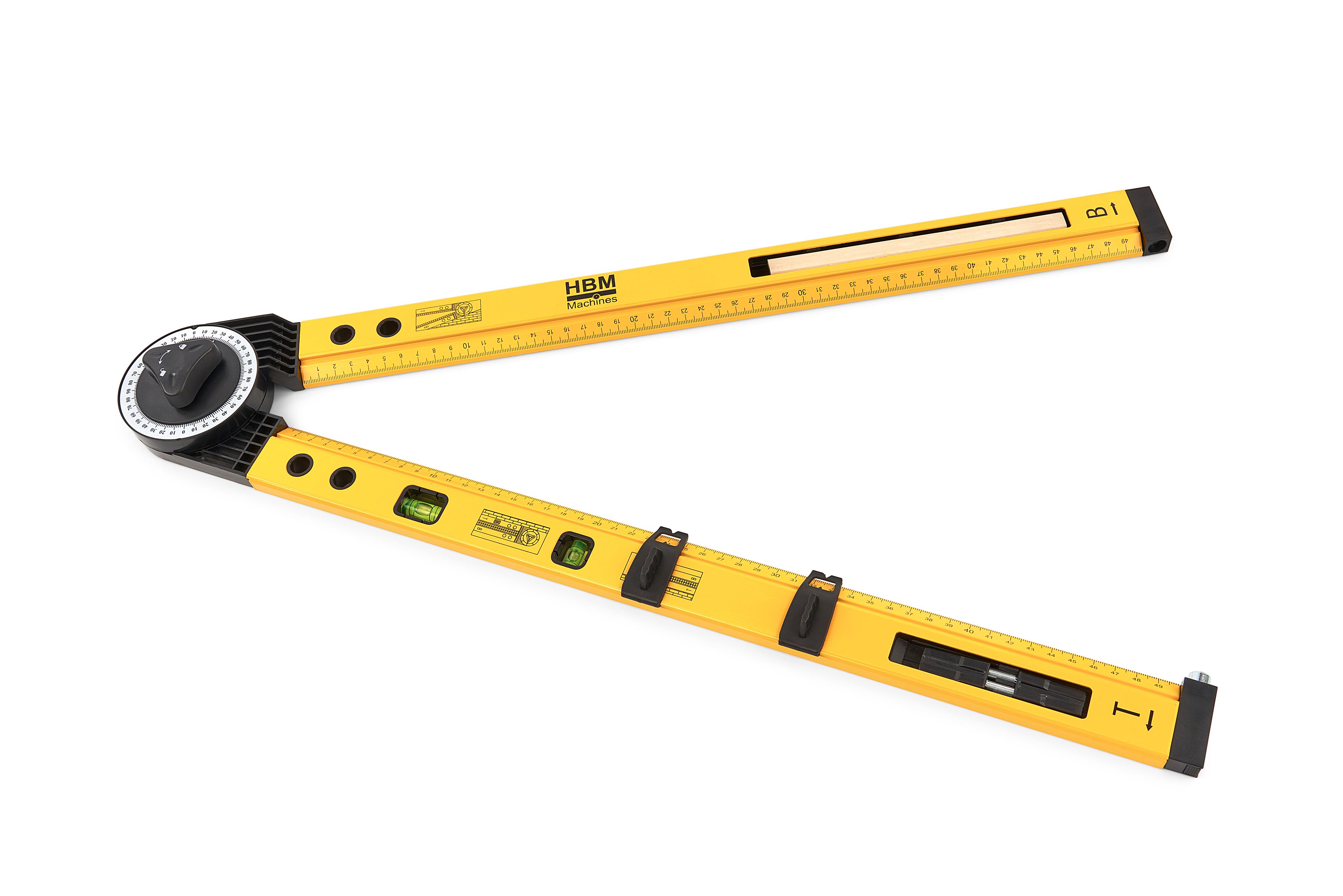 Nivel Universal HBM 2 x 500 mm, Gancho de escuadra, Gancho de dos vías, Compás. Image 5