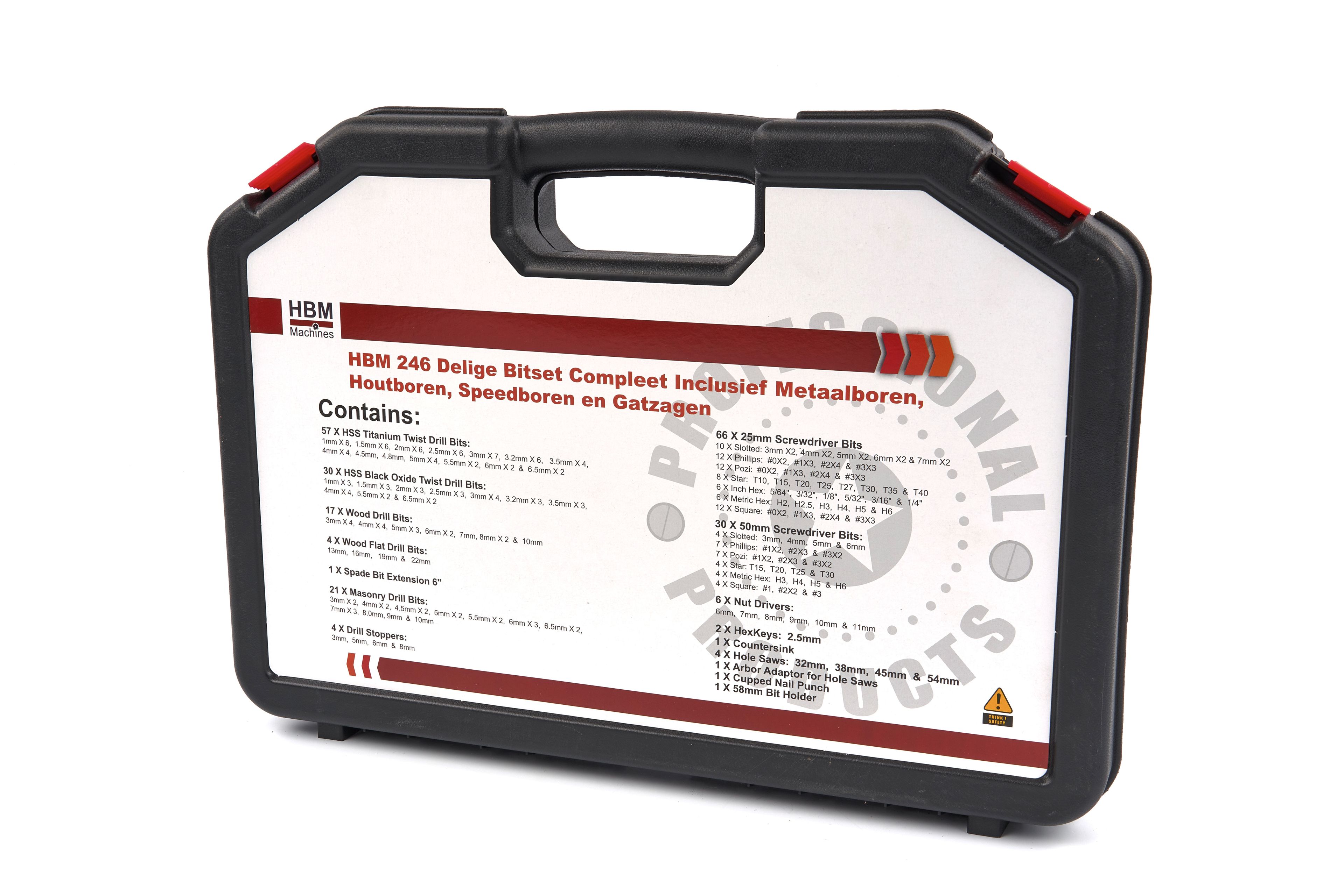HBM 246 Delige Bitset Compleet Inclusief Metaalboren, Houtboren, Speedboren en Gatzagen Image 5