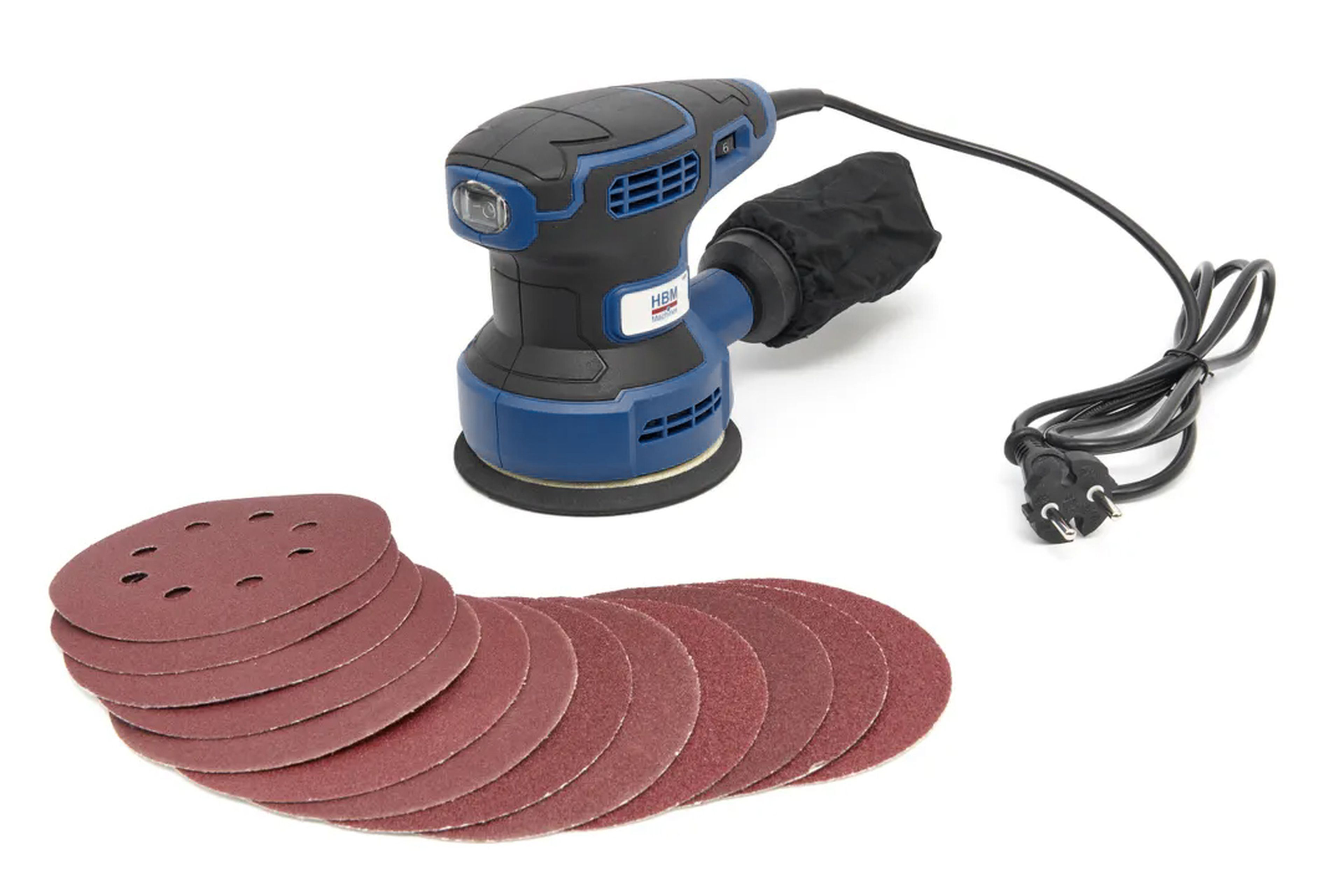 HBM Variabele Excenterschuurmachine 320 Watt Inclusief 12 Schuurvellen