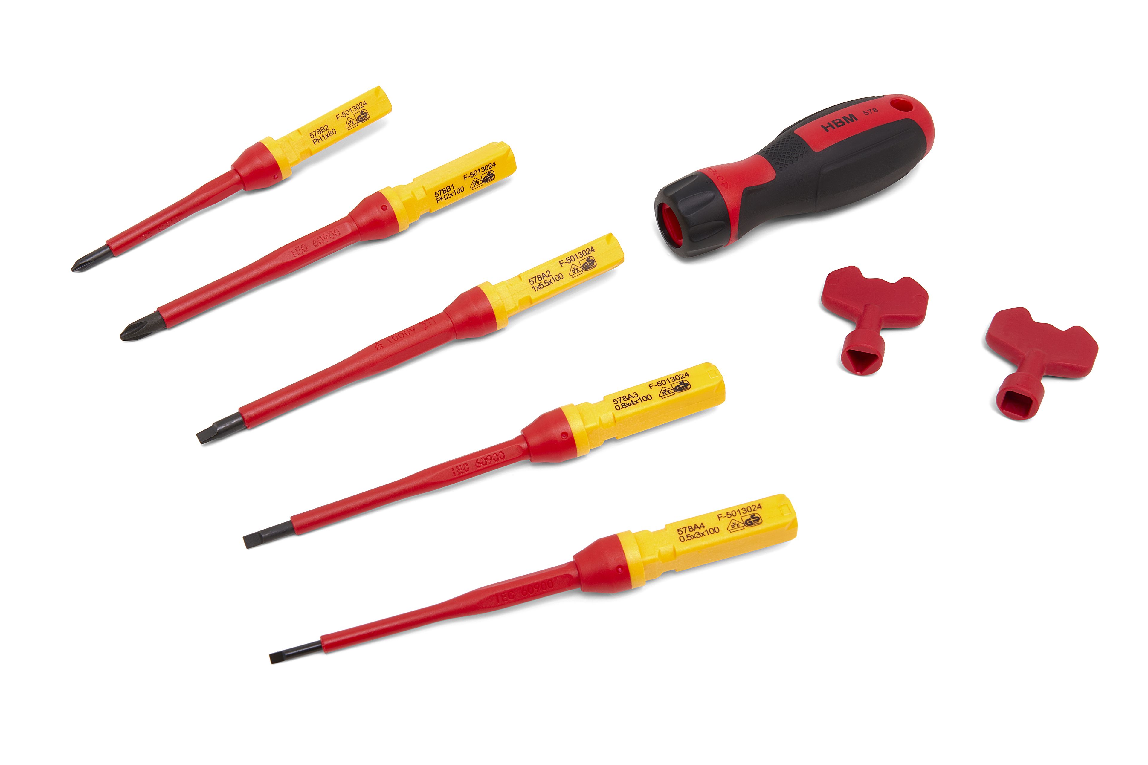 Juego de destornilladores VDE de 8 piezas HBM con sistema de cambio rápido