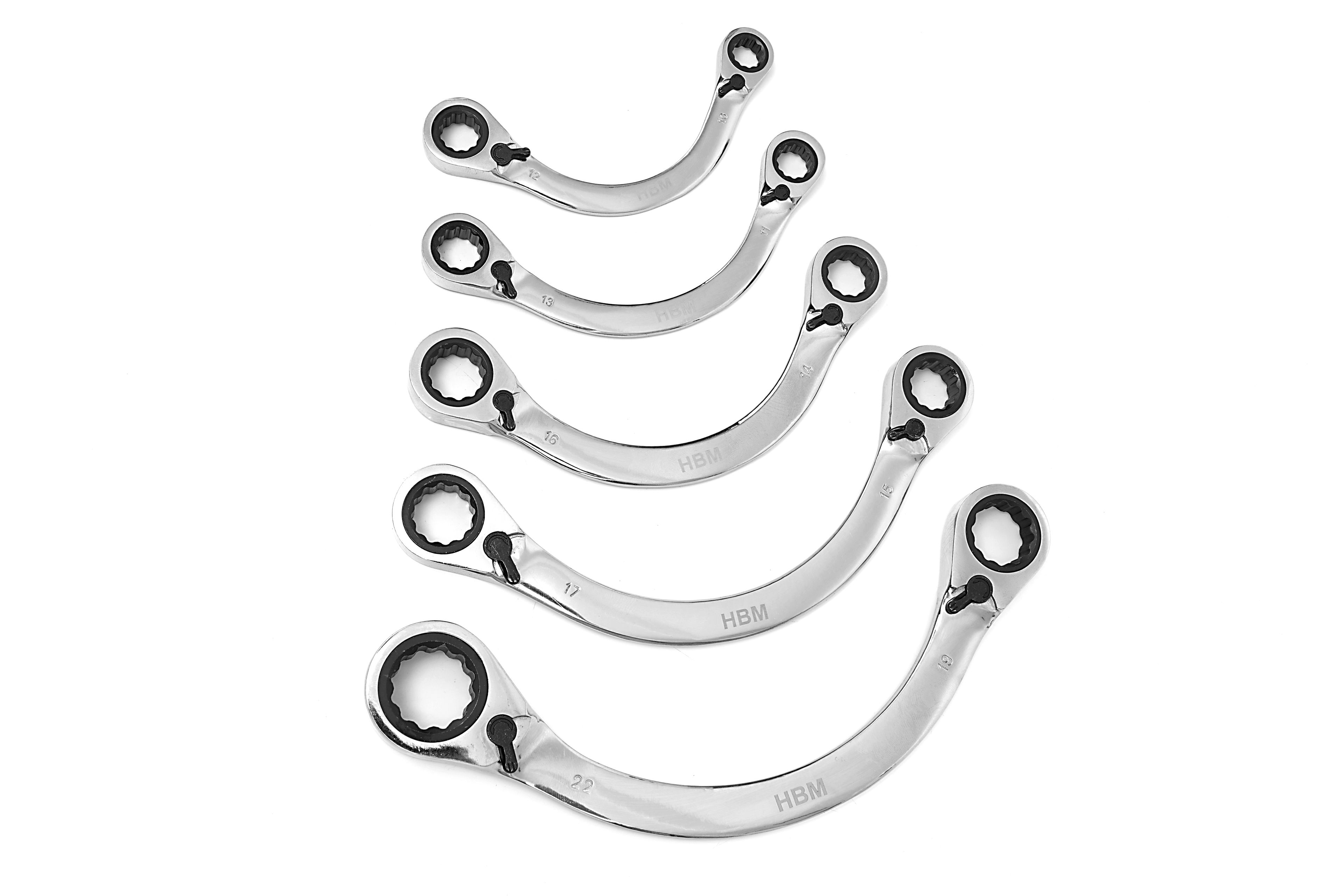 HBM Ringschlüssel Halbmond, Halbmondringratschensatz 5-teilig Image 2