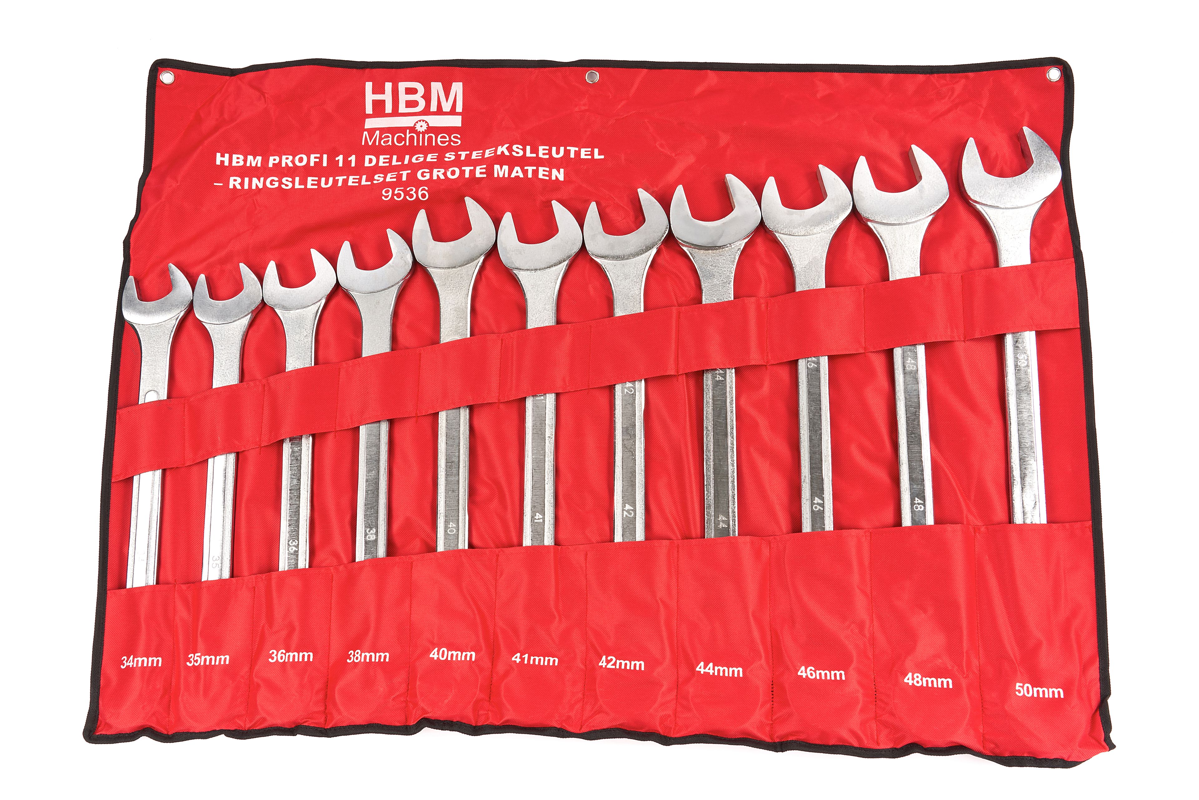 HBM Profi 11-teiliger Maulschlüssel - Ringschlüsselsatz große Größen