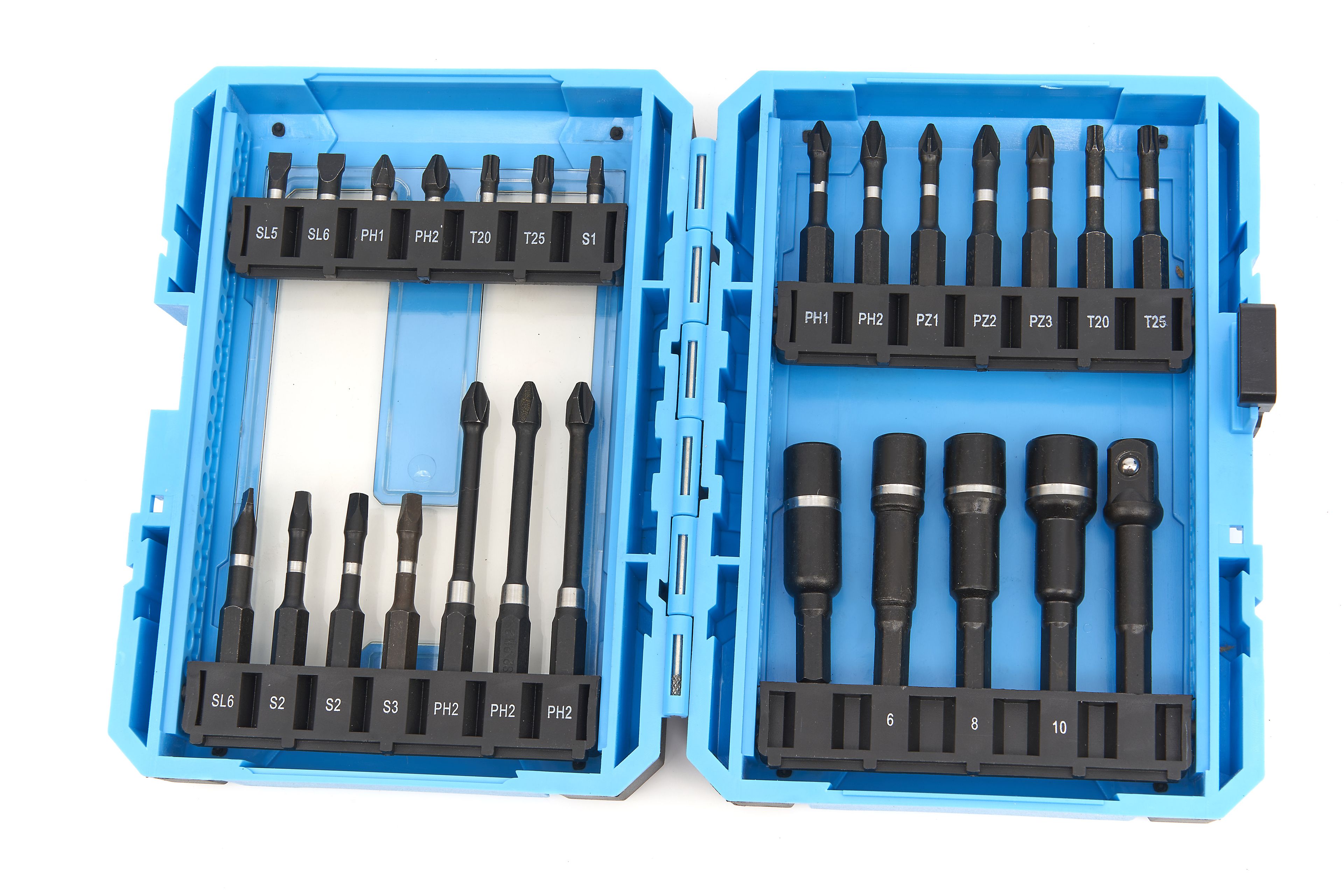 Set di bit per avvitatore professionale HBM da 26 pezzi e set di chiavi a bussole con attacco HEX