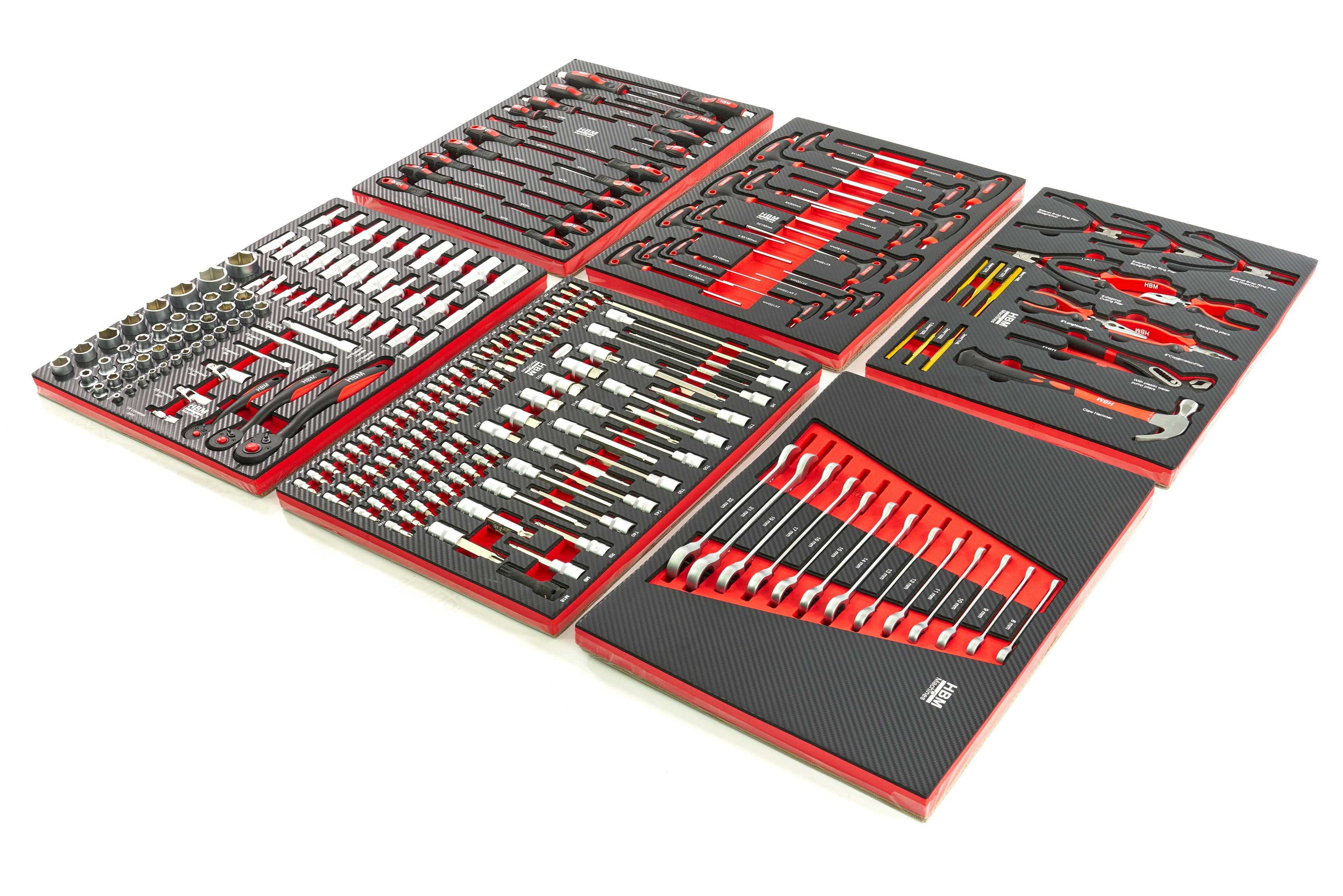 Recharge d'outils haut de gamme de 245 pièces pour chariot à outils HBM (rouge) Image 4