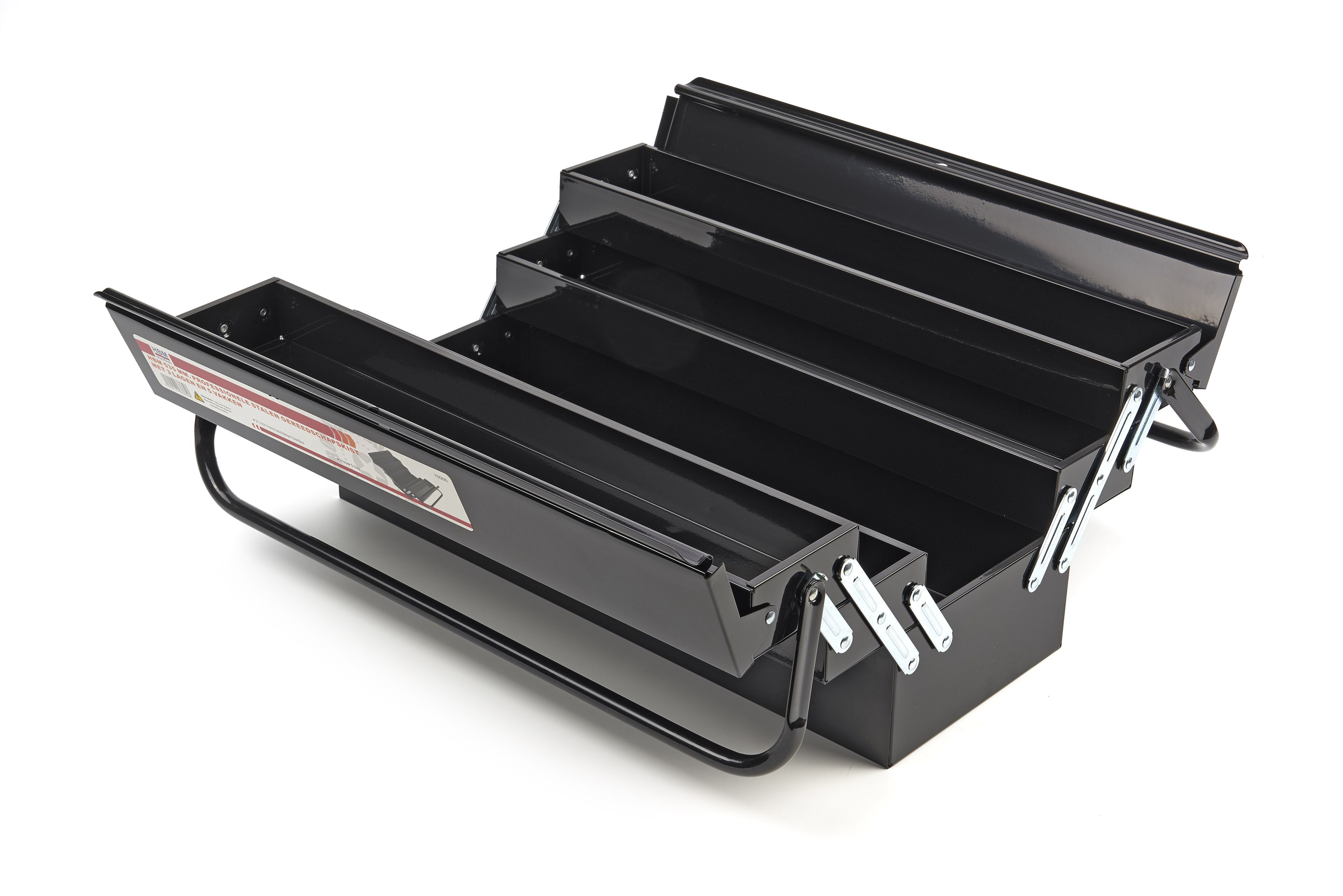 HBM 535 mm. Professioneller Werkzeugkasten aus Stahl mit 3 Ebenen und 5 Fächern