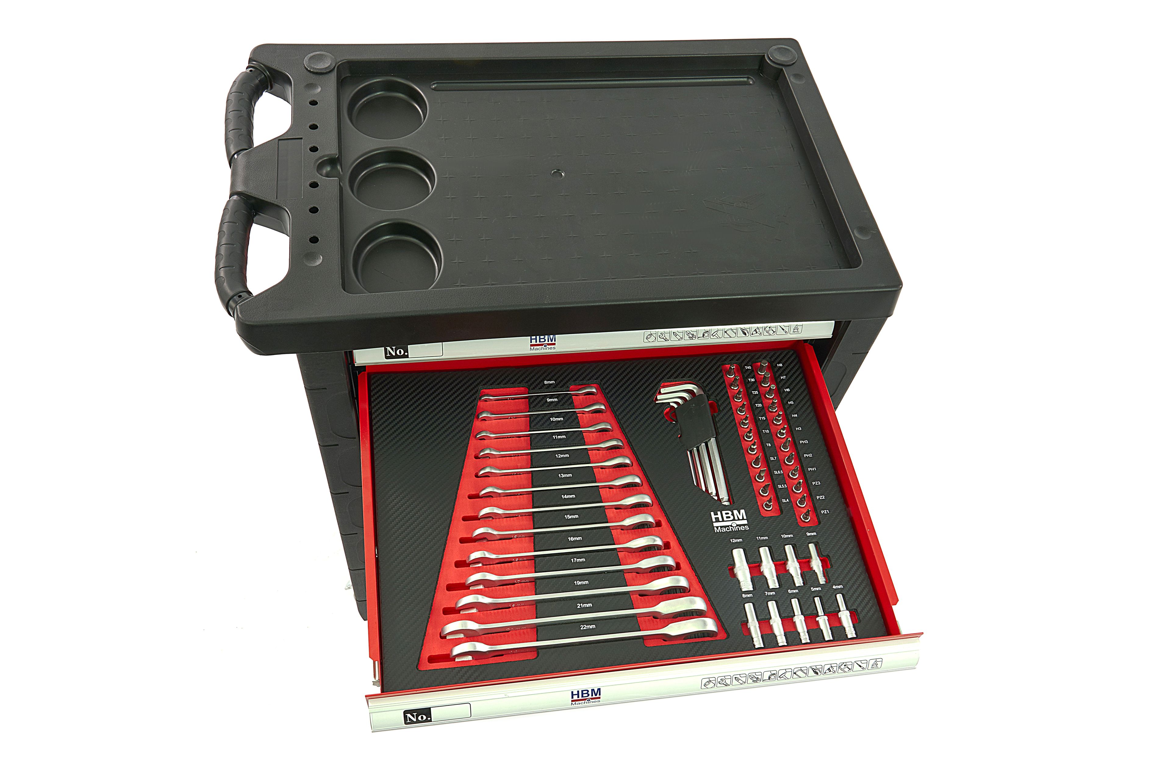 HBM gevulde gereedschapswagen 154-delig, rood Image 9