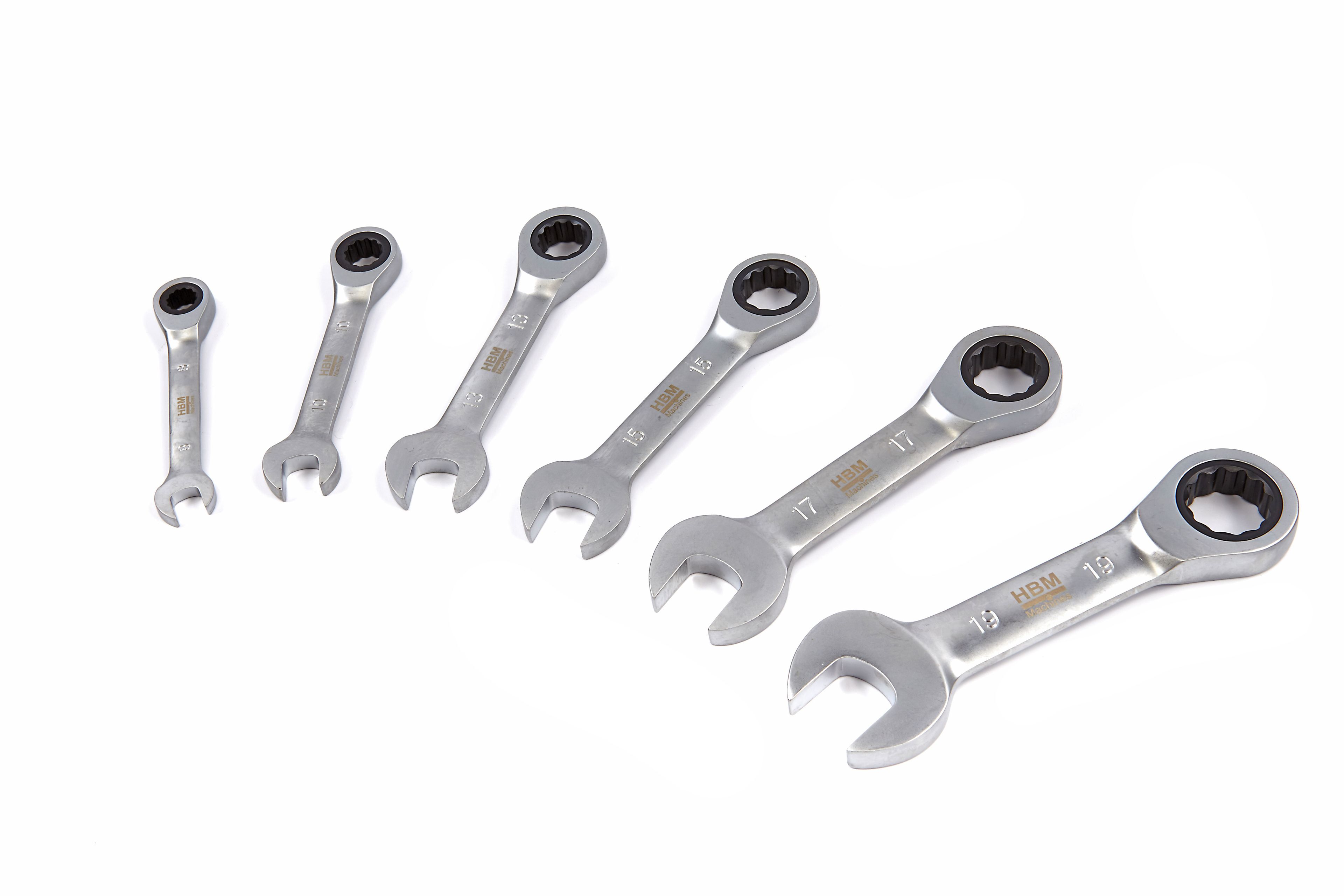 HBM 6 Delige Korte Ring , Ratel , Steeksleutelset Image 3