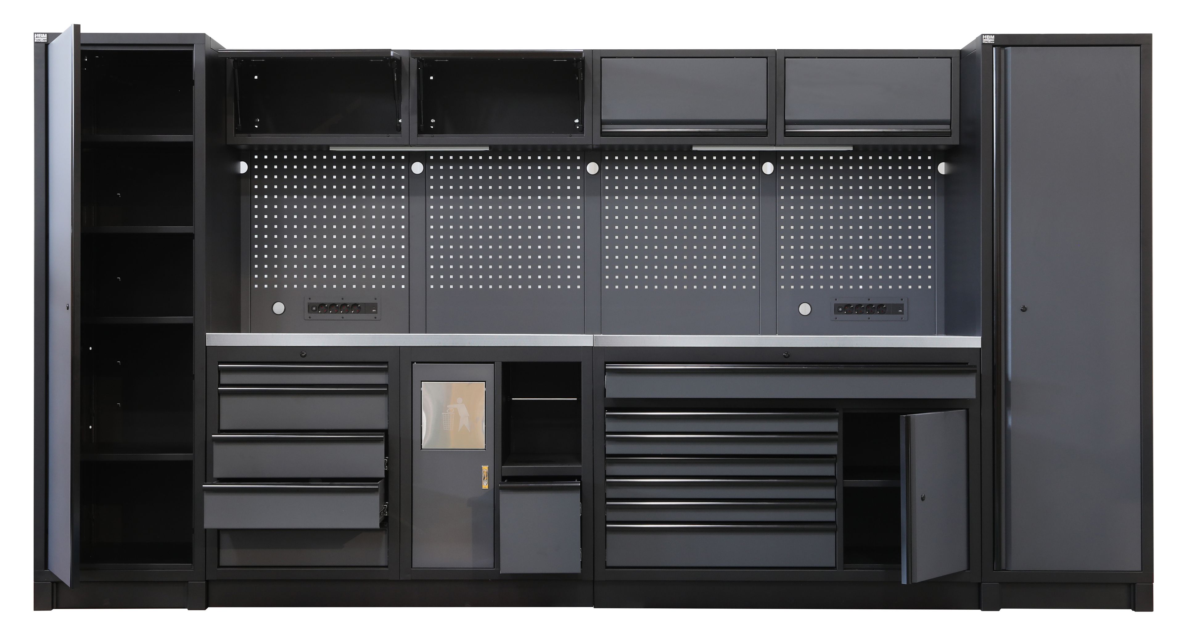 HBM sistema de taller modular extra profundo, 14 piezas, negro/gris Image 6