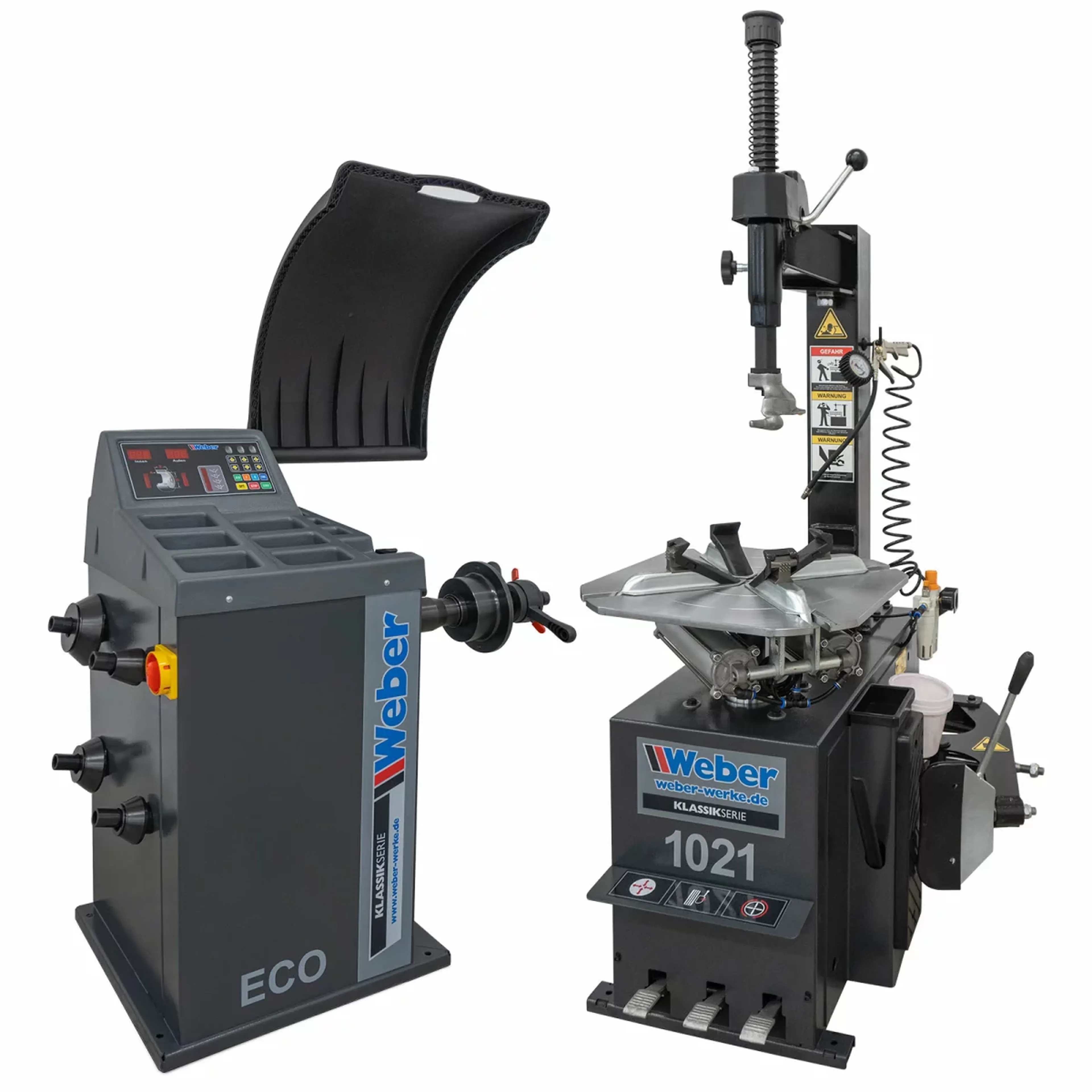 Weber autobandenwisselaar serie 1021, autowiel balanceermachine serie ECO