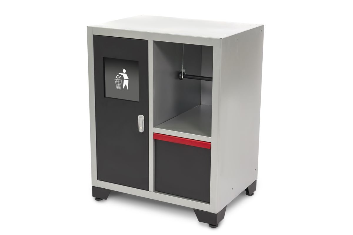 HBM Papelera Deluxe y soporte de papel para equipos de taller