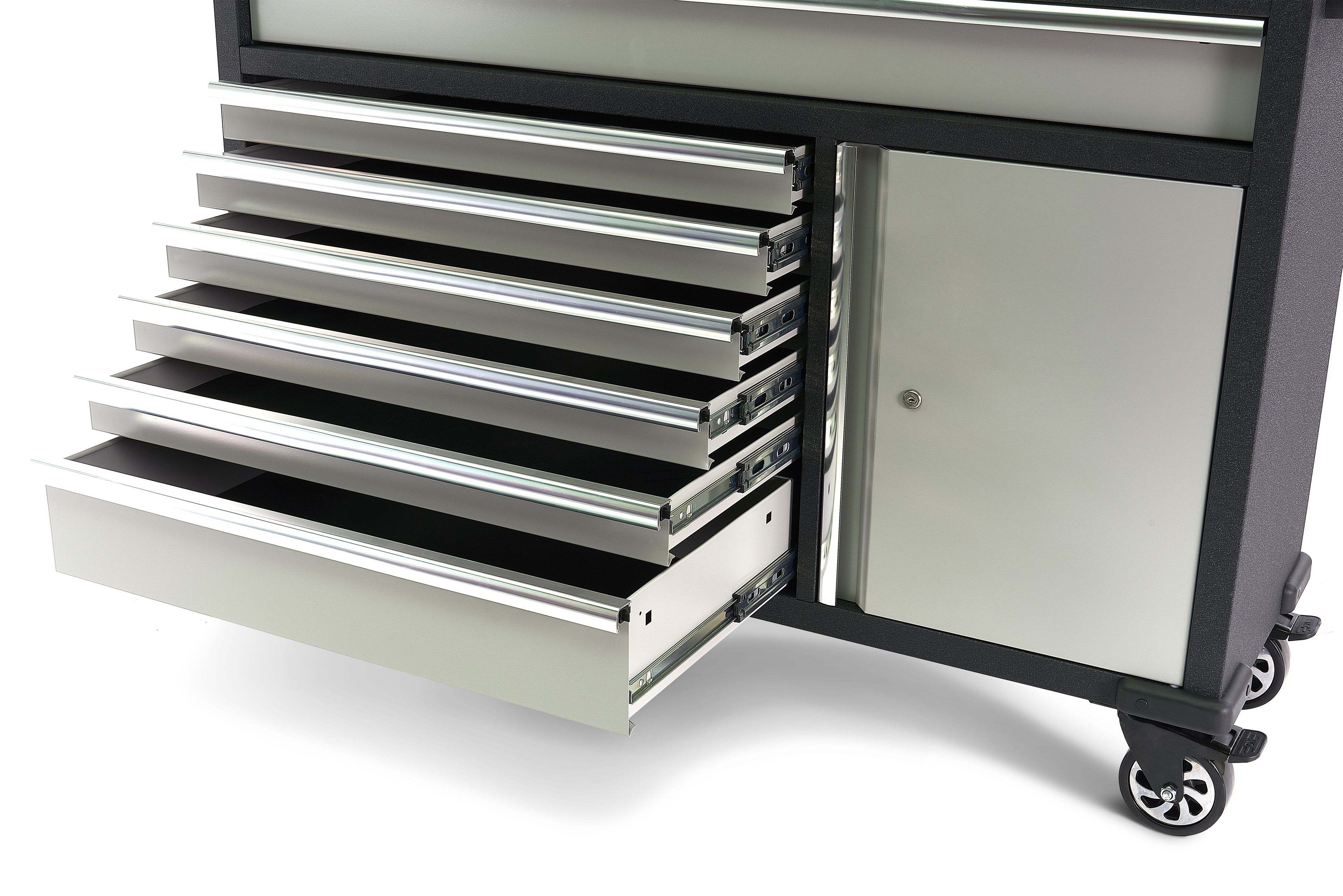 HBM werkbank 136 cm verrijdbaar met 7 laden, deur en kastenwand, inclusief accessoires, grijs Image 6