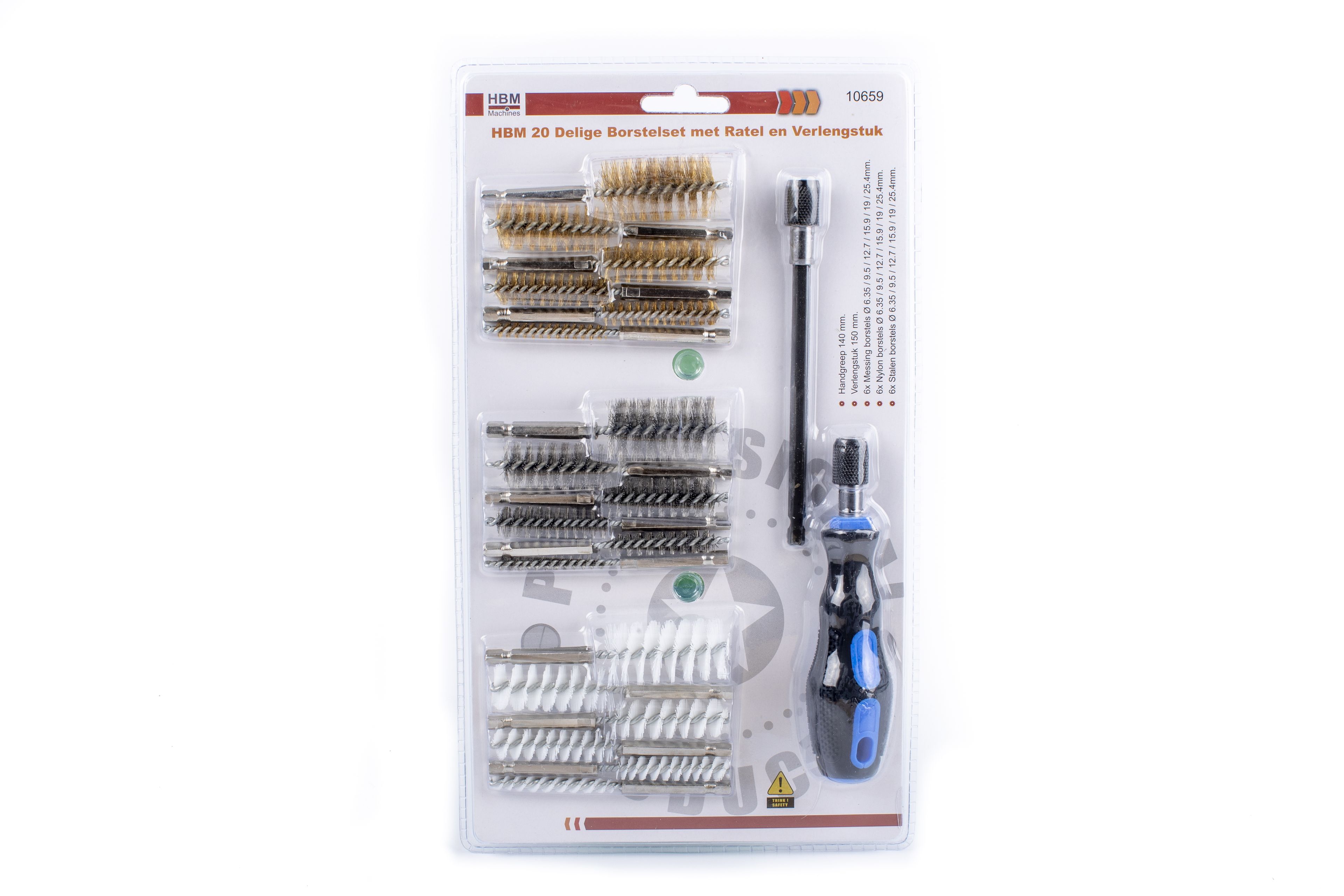 HBM Jeu de brosses 20 pièces avec cliquet et rallonge Image 6