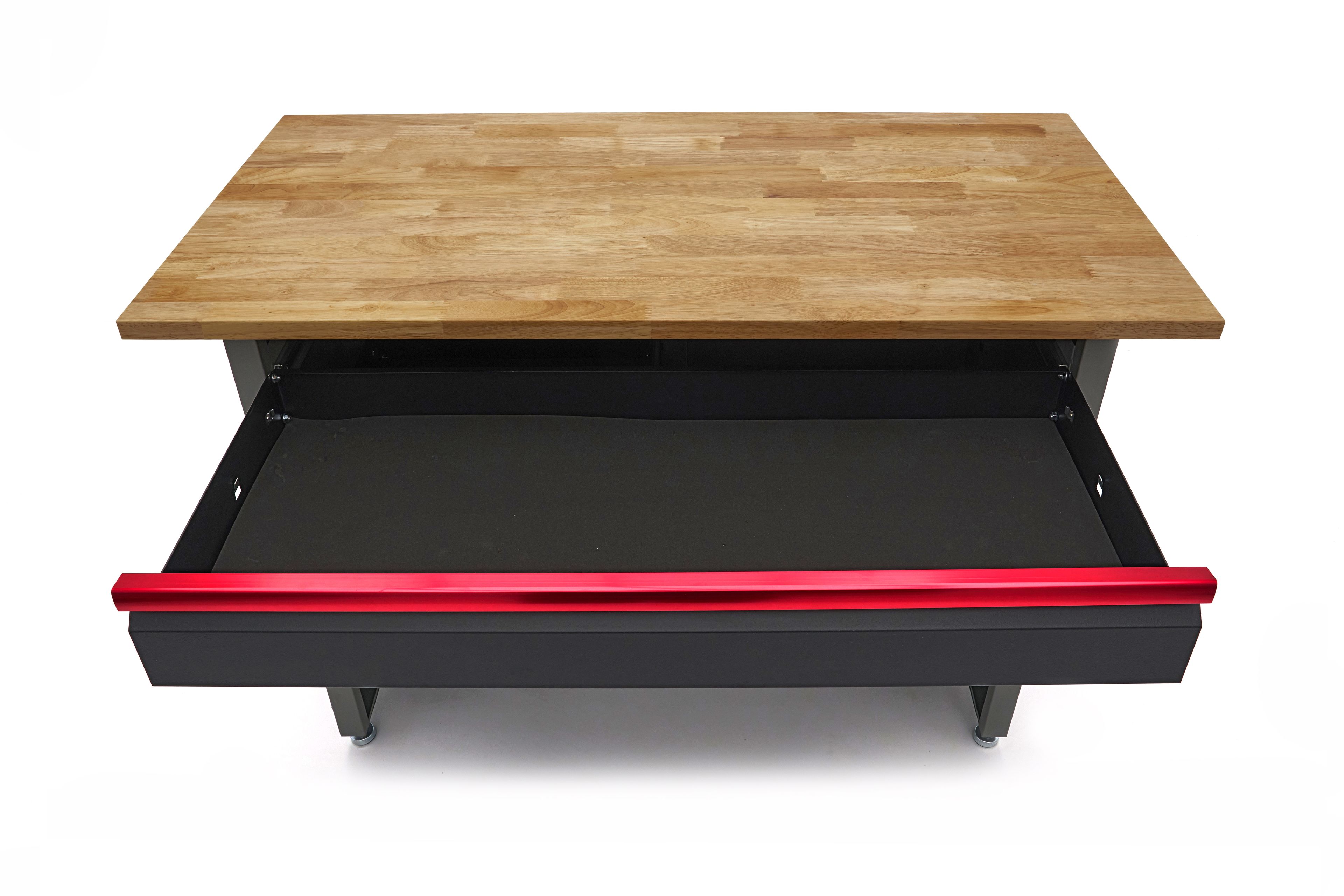 HBM Werkbank 120 cm mit 4 Schubladen, 1 Tür und Holzplatte - Schwarz Image 10