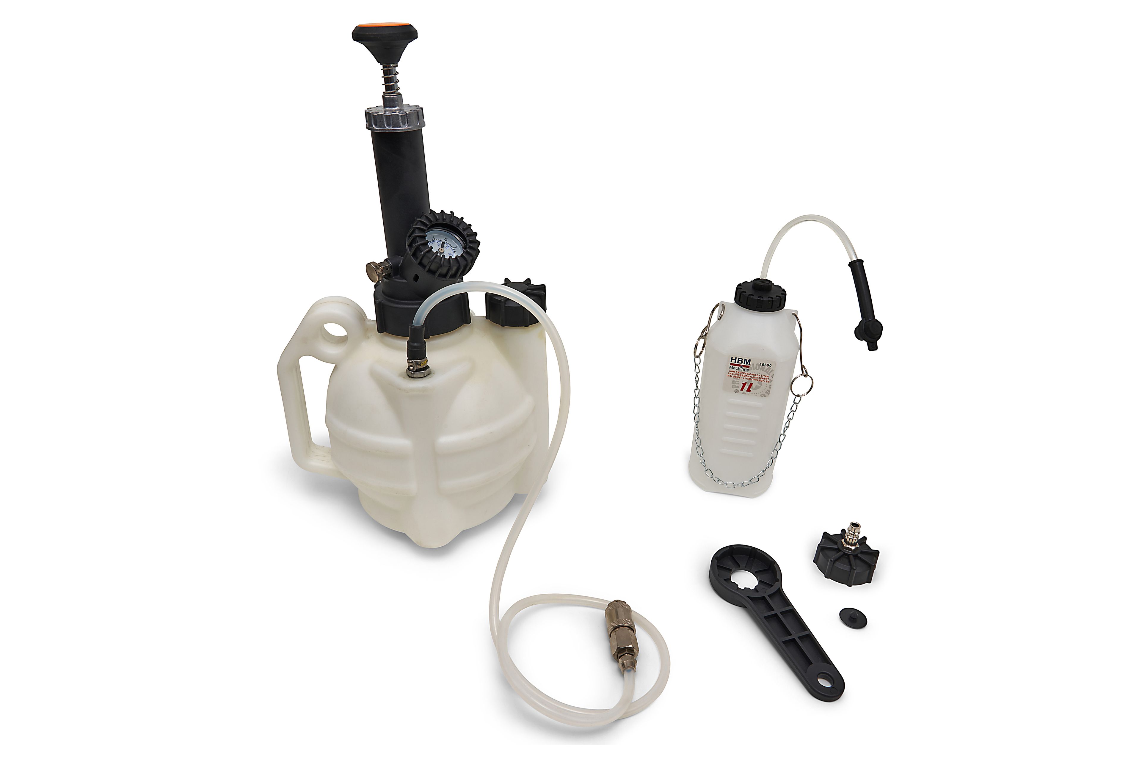 HBM Ensemble professionnel de purgeur de freins à vide de 4 litres comprenant une bouteille de récupération de 1 litre