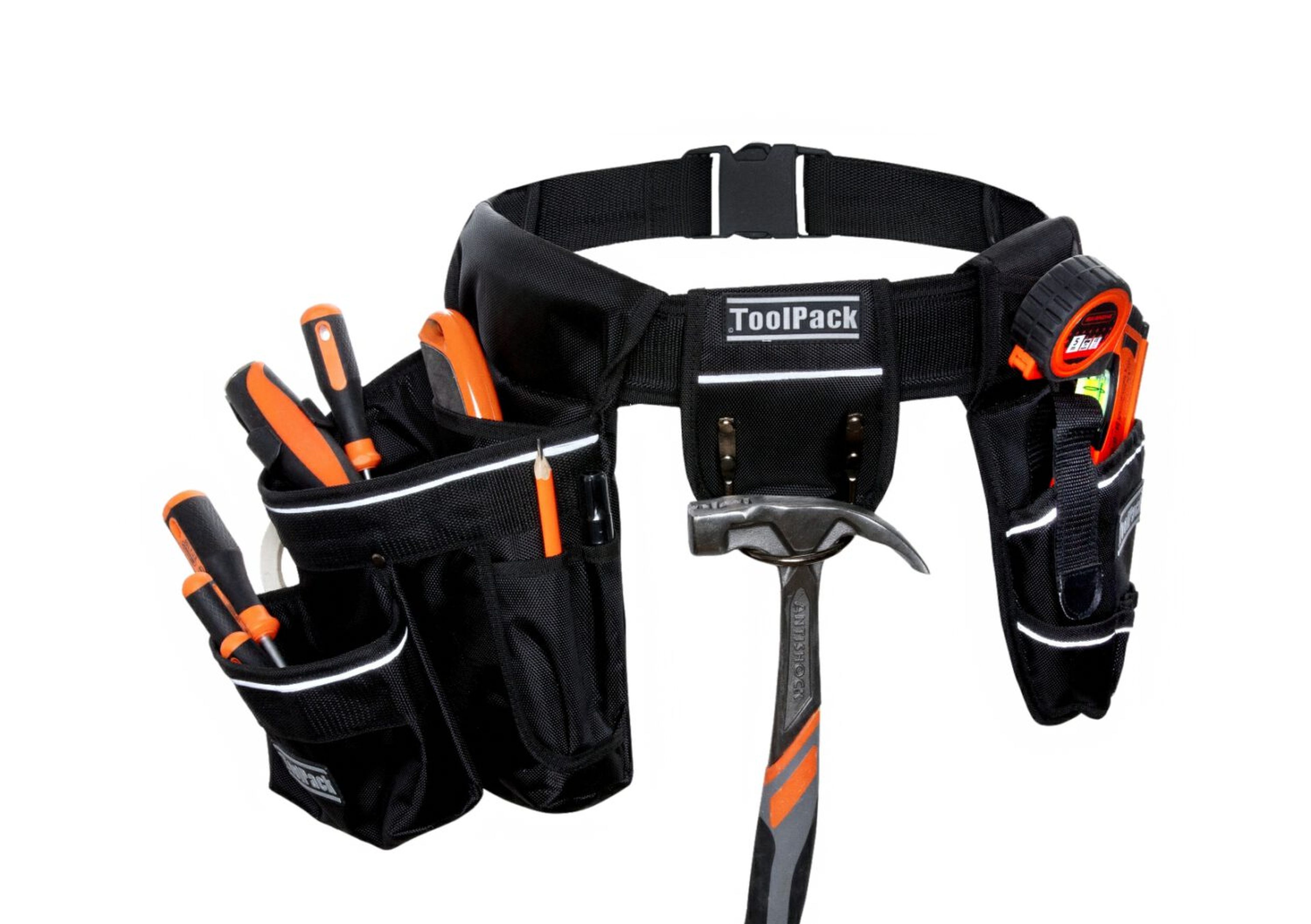 TP ; ceinture porte-outils robuste, grand porte-outils, porte-foret, porte-marteau métallique porte-foret Image 2