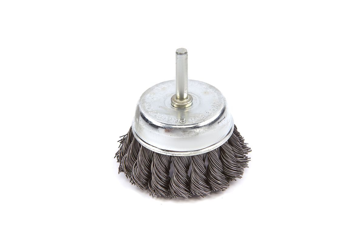 Escobilla Kombi HBM de 75 mm con alambre de acero ondulado y conexión de 6 mm