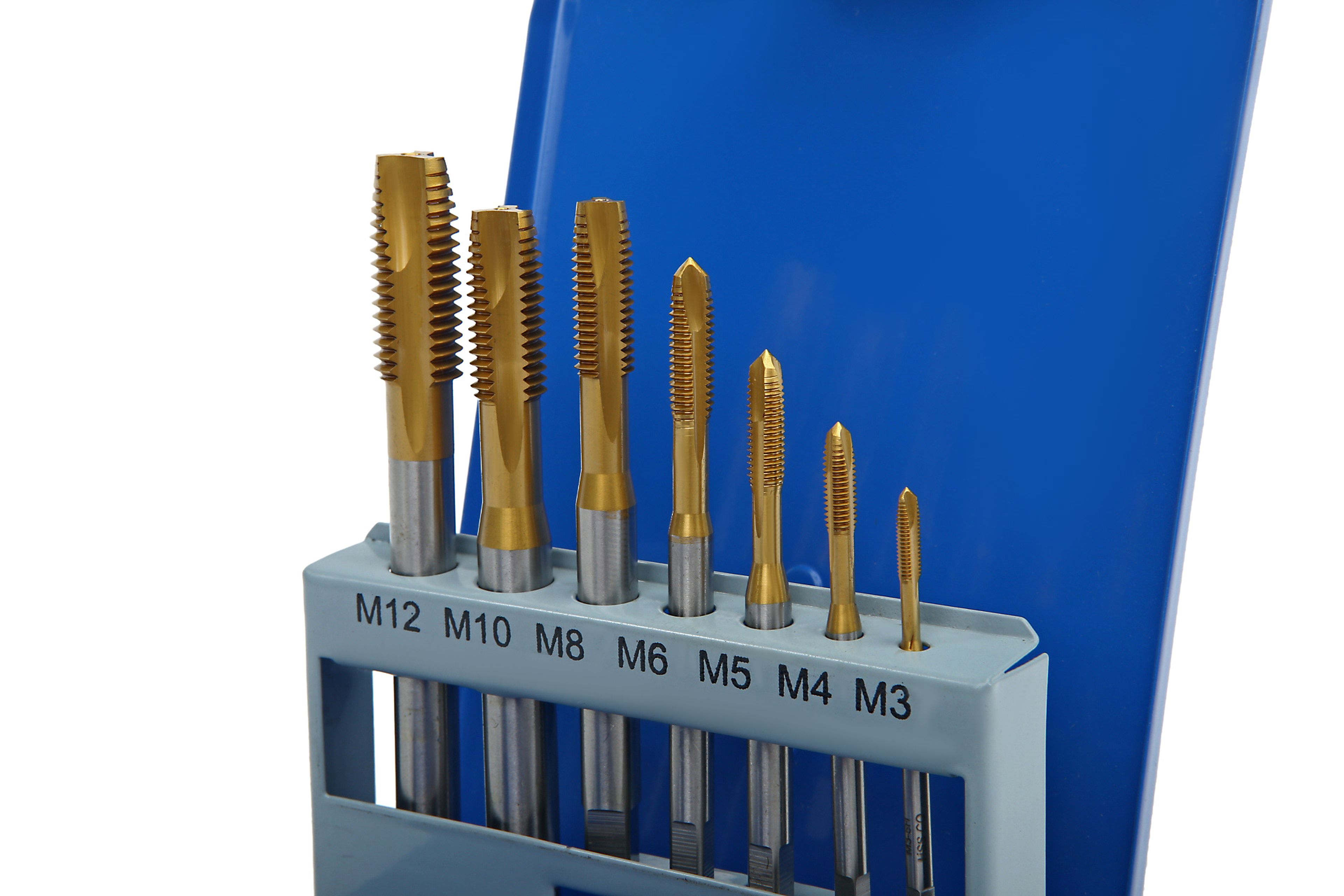 HBM 7 pièces HSS - Ensemble de tarauds machine à revêtement étain M3-12 Image 2