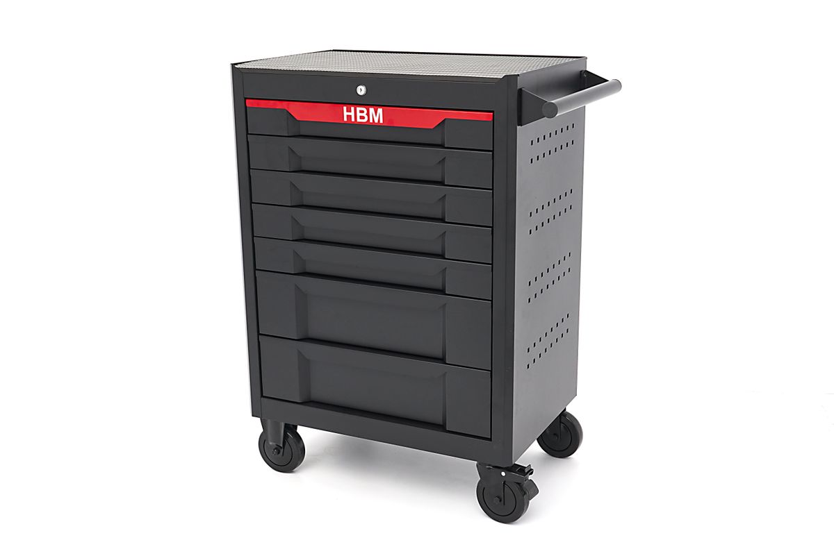 HBM Carro de herramientas 7 cajones, 68 cm, negro
