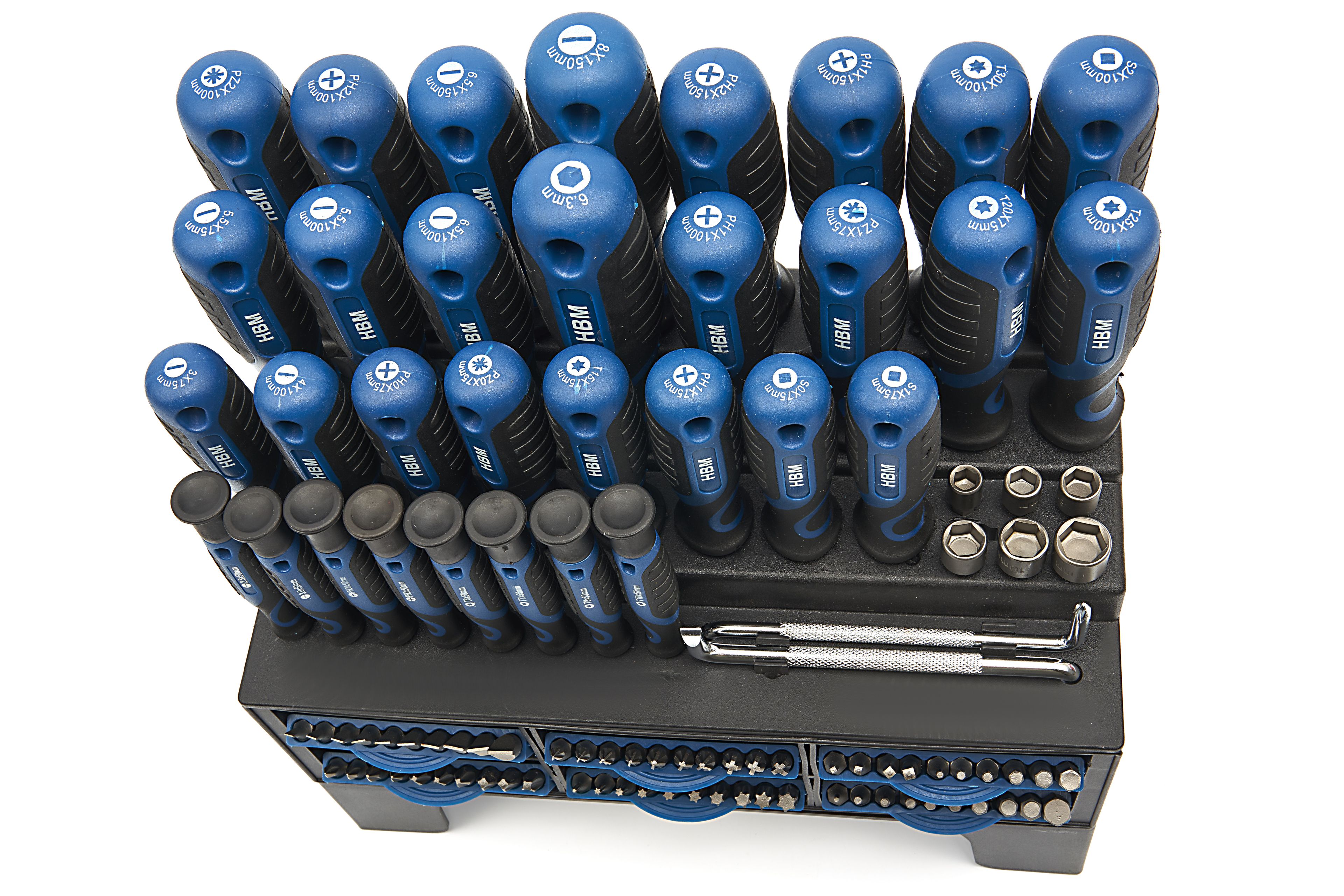 HBM soft grip schroevendraaier-, dopsleutel-, bitset 100-delig Image 4