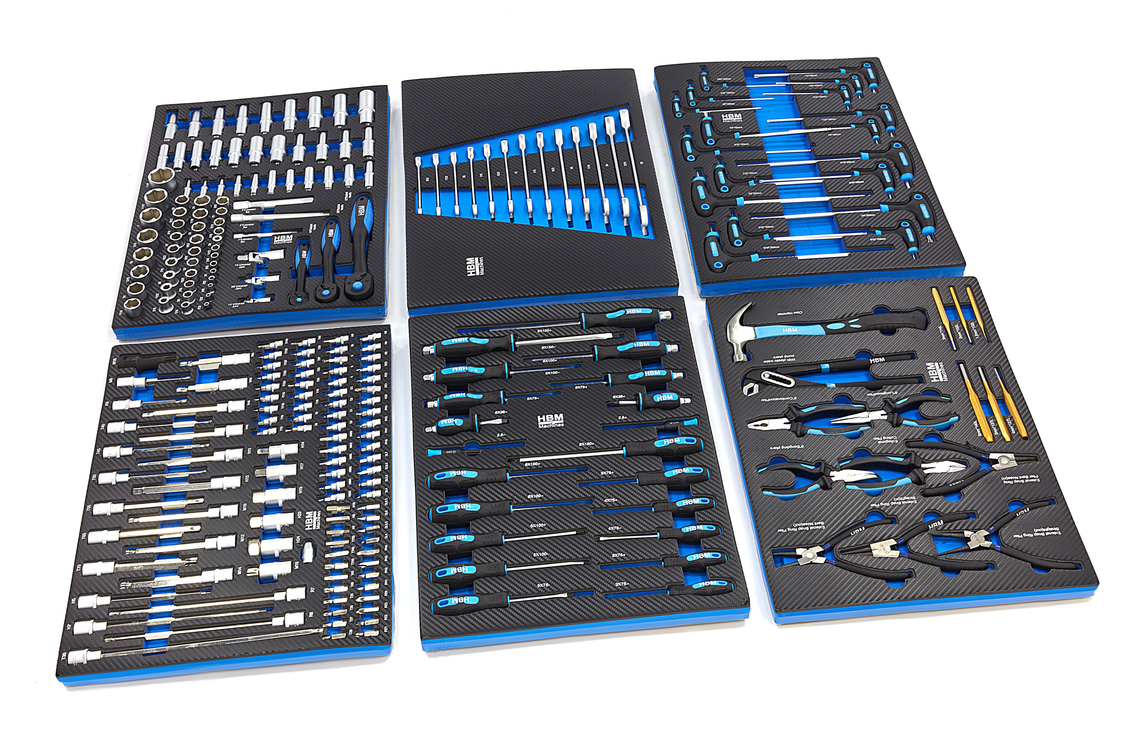 HBM gevulde gereedschapswagen 245-delig inch-maten, zwart Image 2