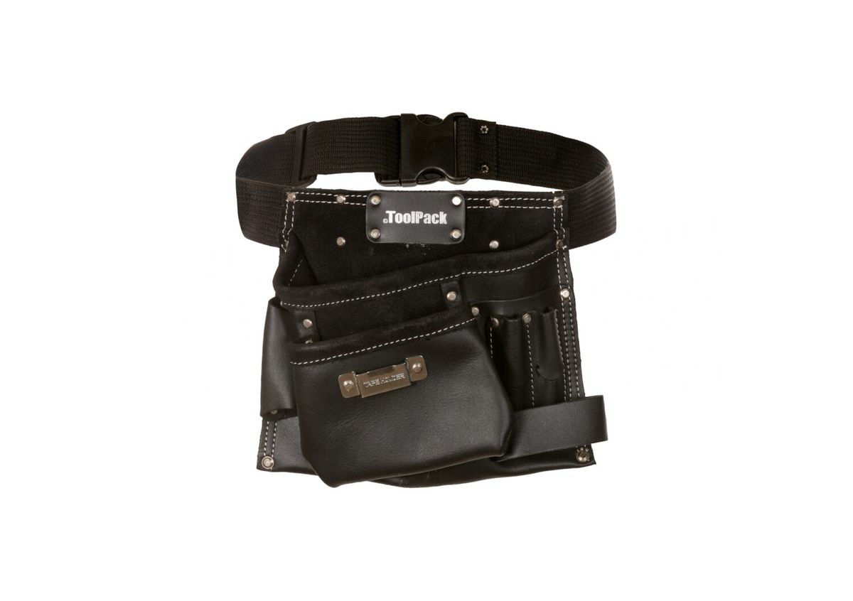 ToolPack Industrie-Werkzeuggürtel, 1 festes Holster, Hammerhalter, schwarzes Finish