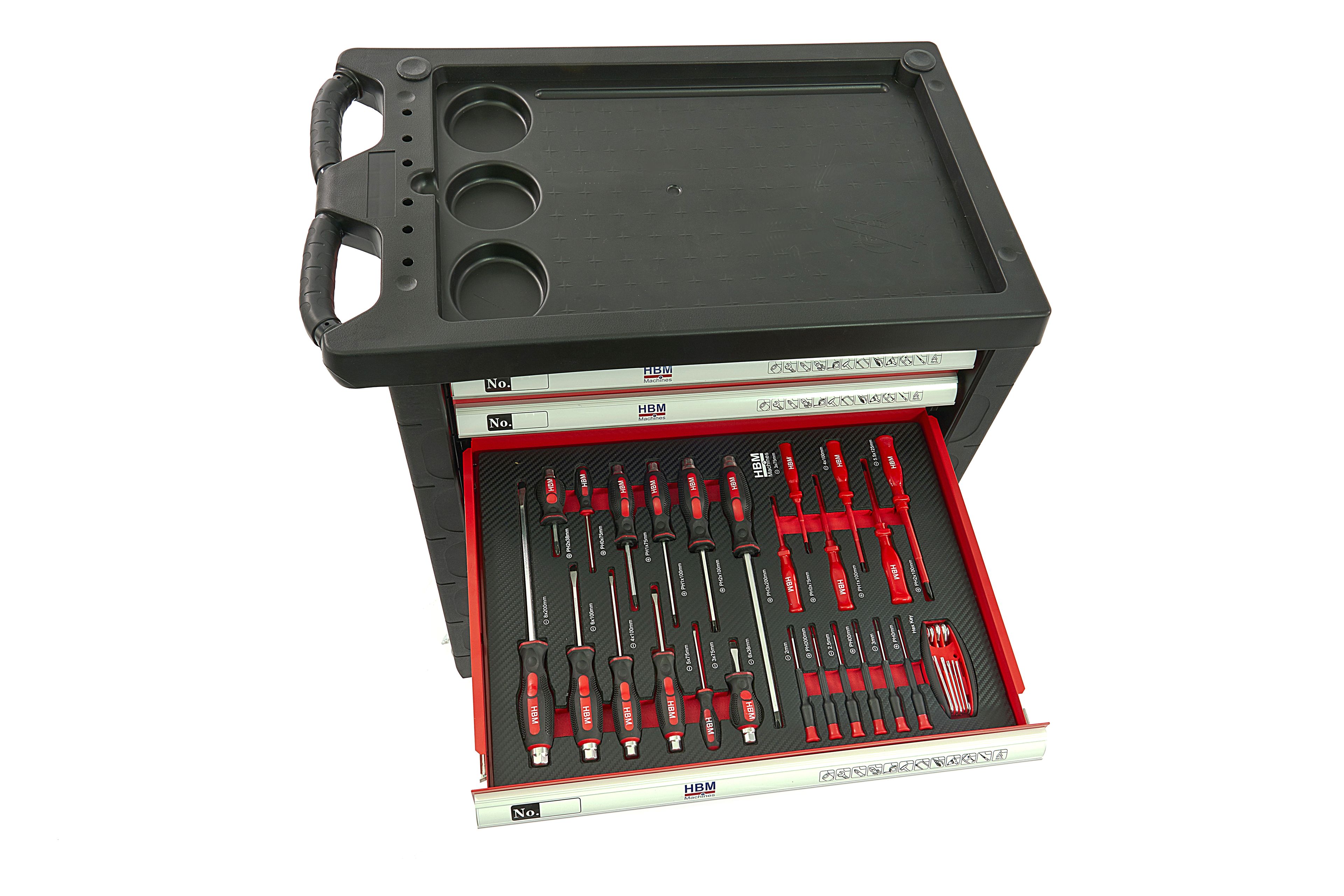 HBM gevulde gereedschapswagen 154-delig, rood Image 10