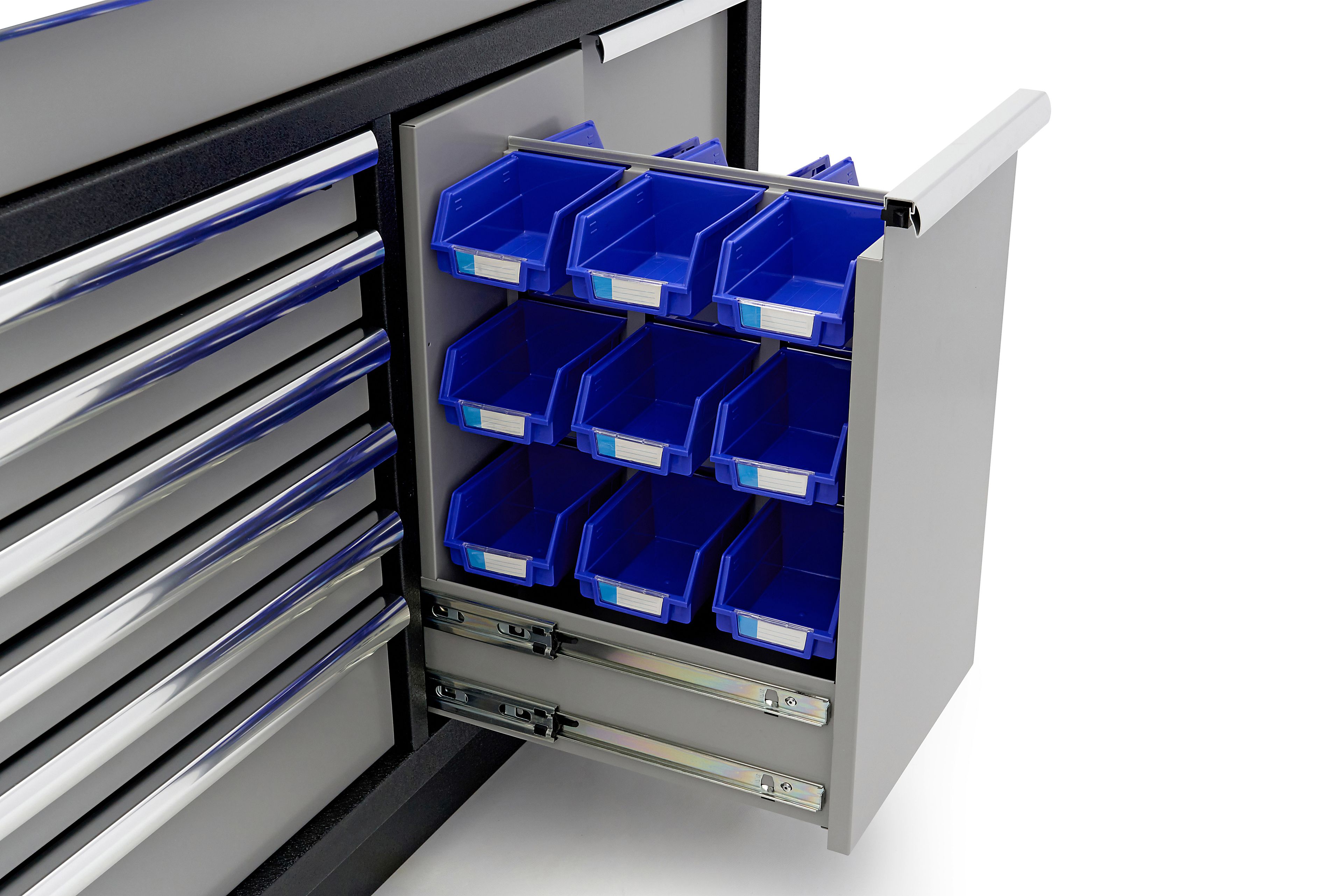 HBM 9 tiroirs 136 cm. Armoire à outils professionnelle, établi pour équipement d'atelier Image 16