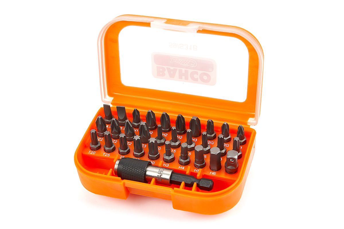 Bahco Bit-Set für Schlitz, Phillips, Pozidriv, TORX – 31-teilig