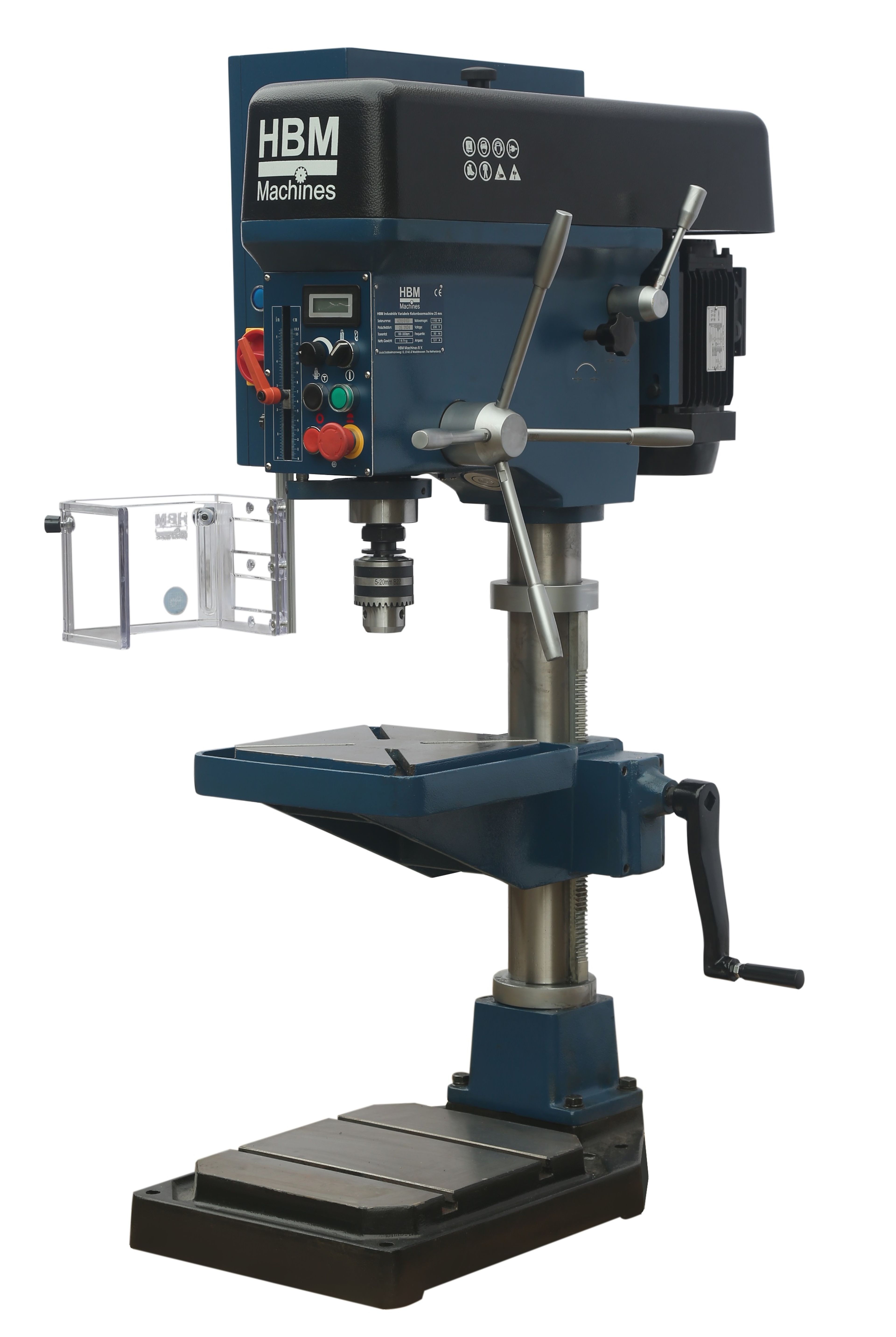 HBM Trapano a colonna industriale a velocità variabile 25 mm, 230 Volt