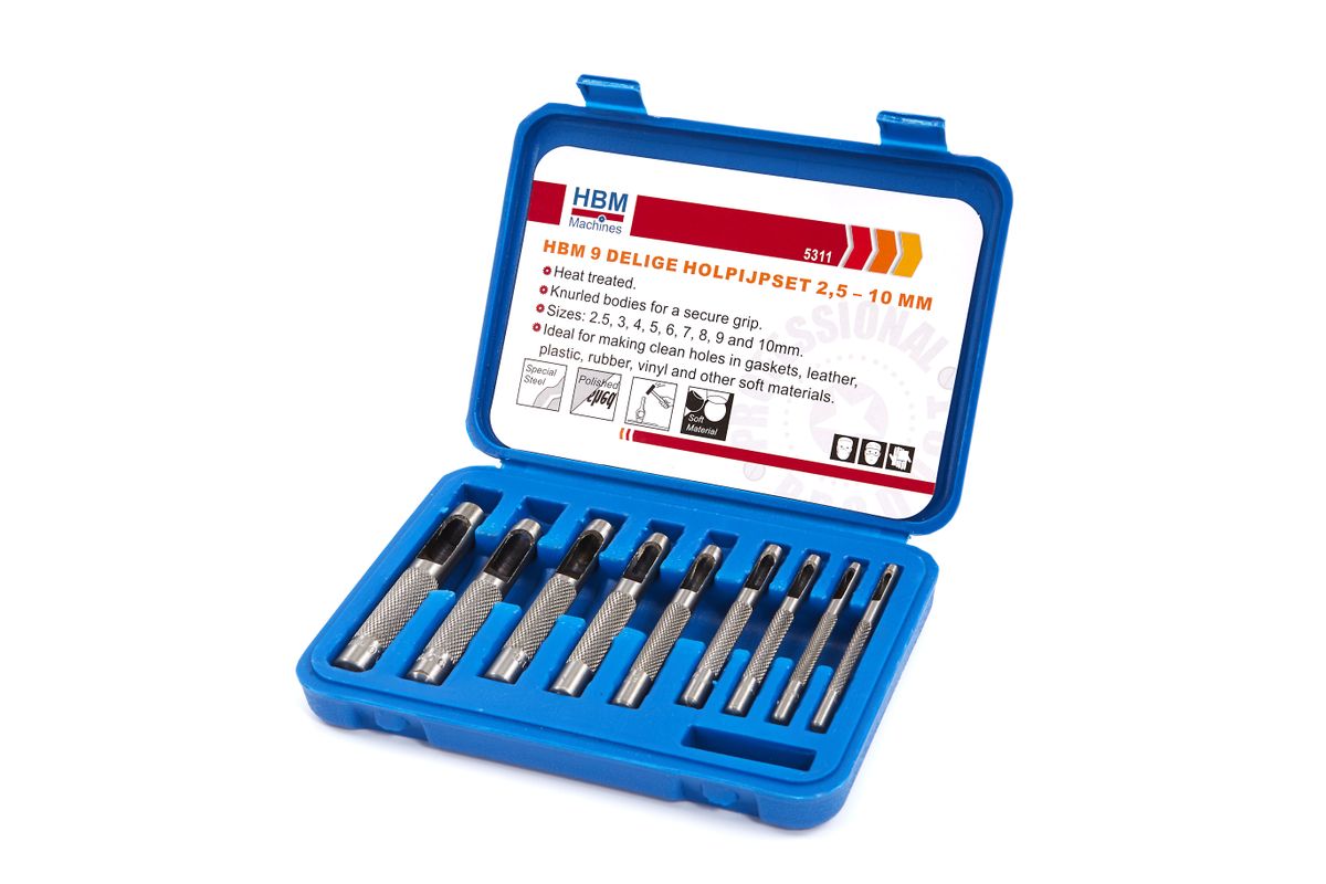 HBM Set de Tubo Hueco de 9 Piezas 2,5 – 10 mm