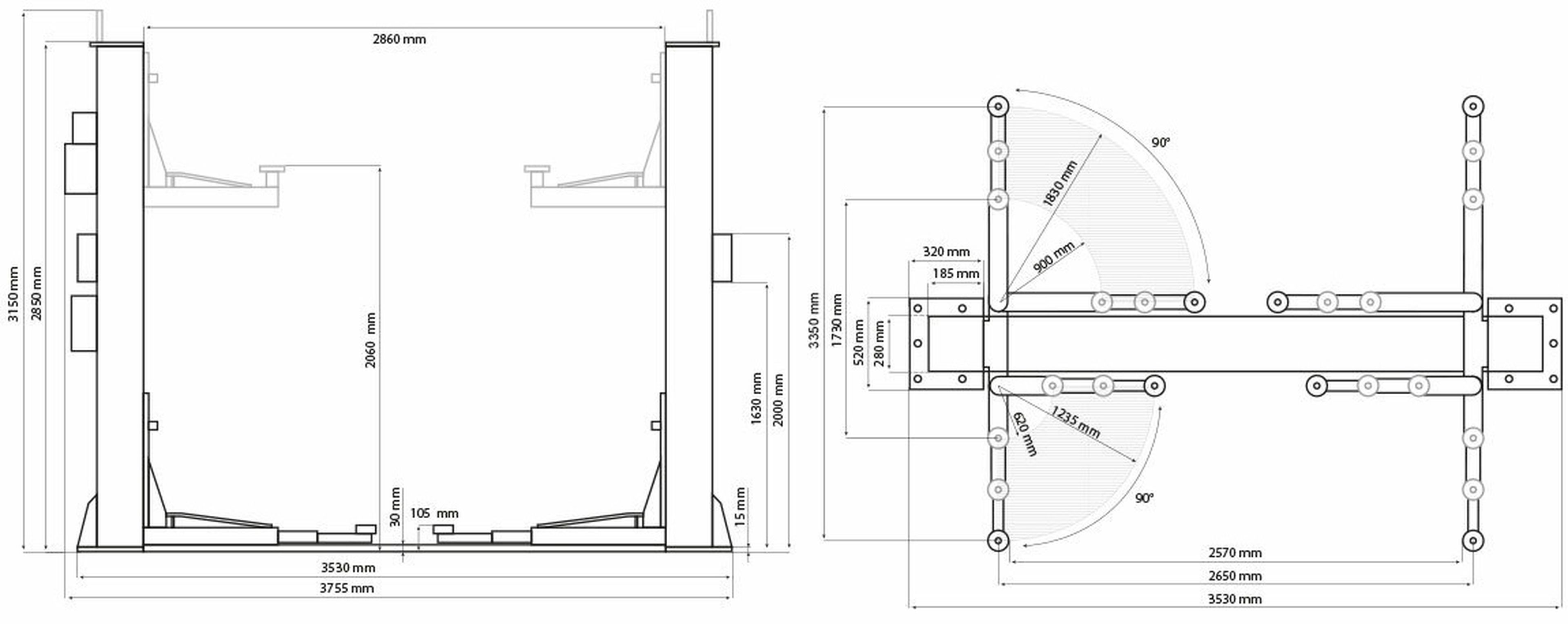 Weber elektrohydraulische 2 koloms hefbrug 4500 kg SJC-10XL Image 6