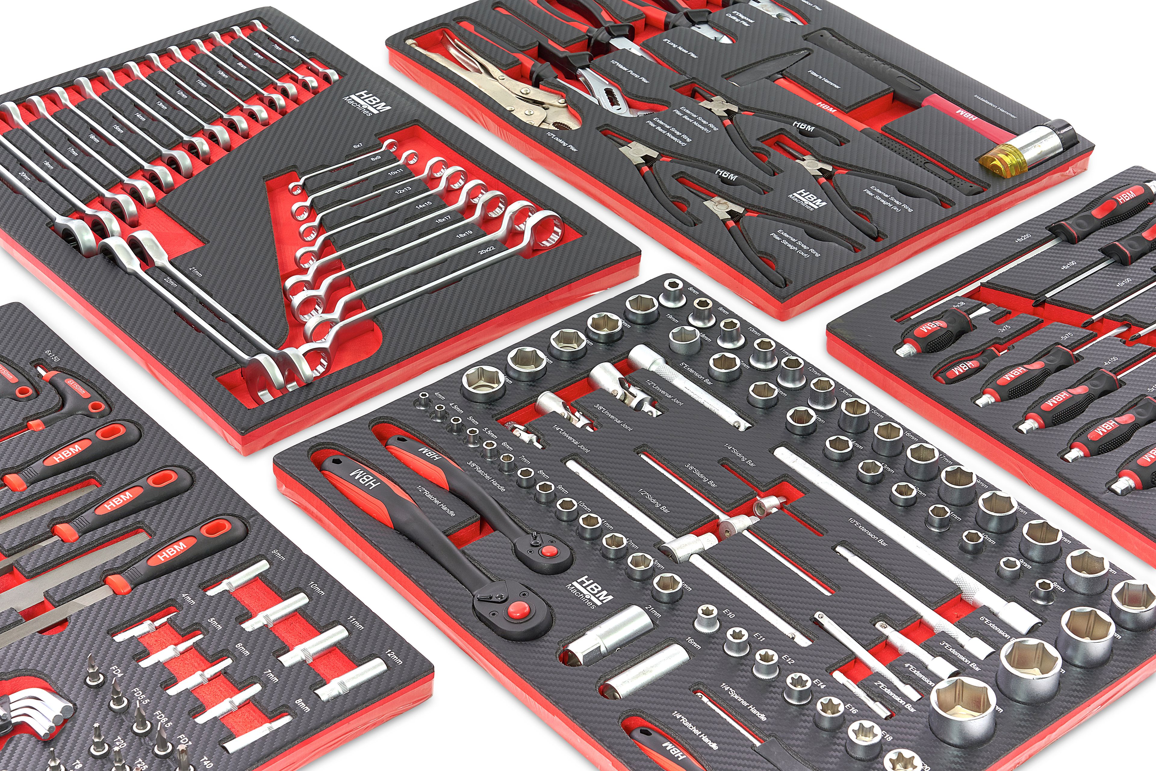 HBM carro de herramientas lleno 196 piezas, negro Image 15