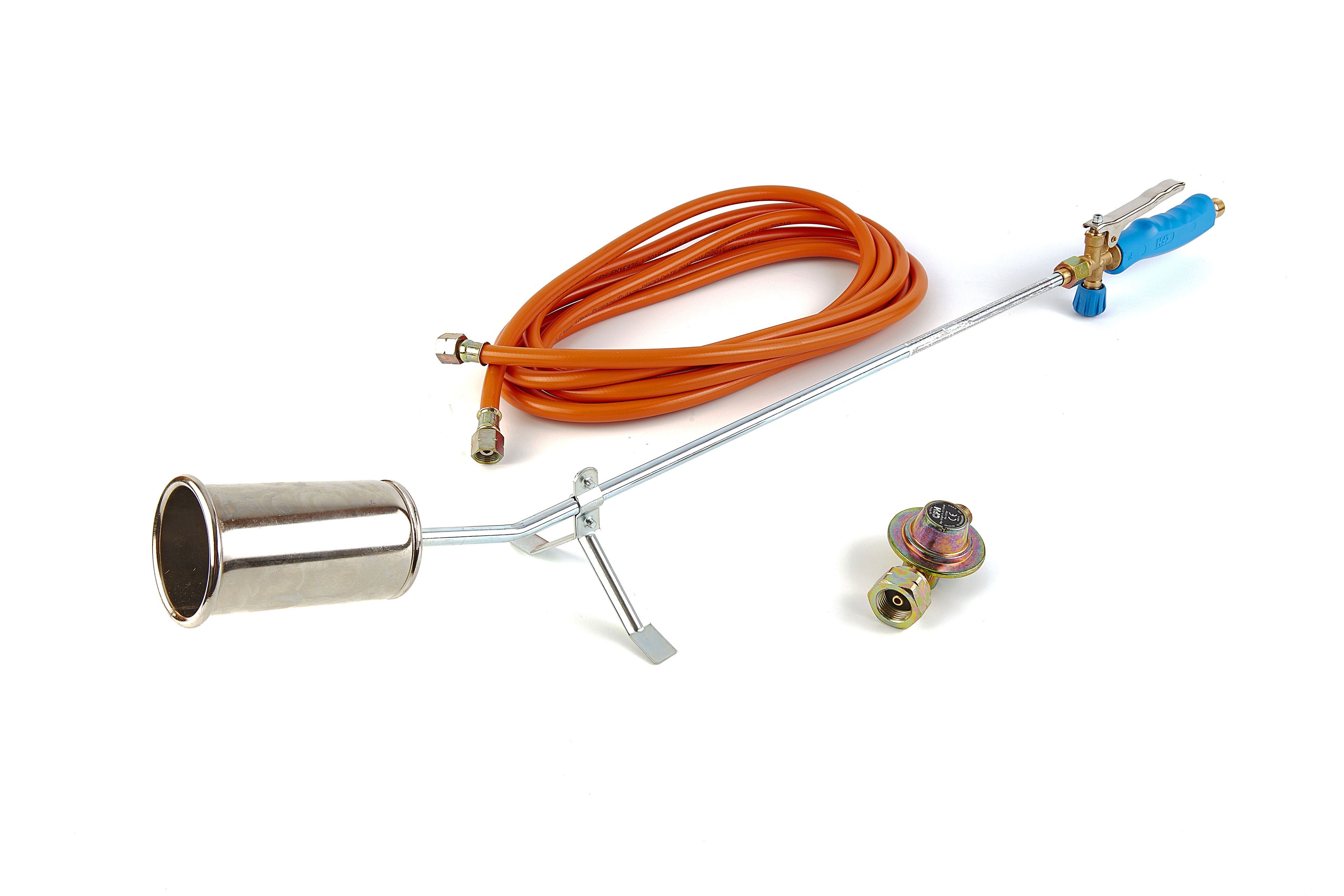 CFH Brûleur 60 mm avec tuyau de 5 mètres, régulateur de pression et levier d'économie de flamme