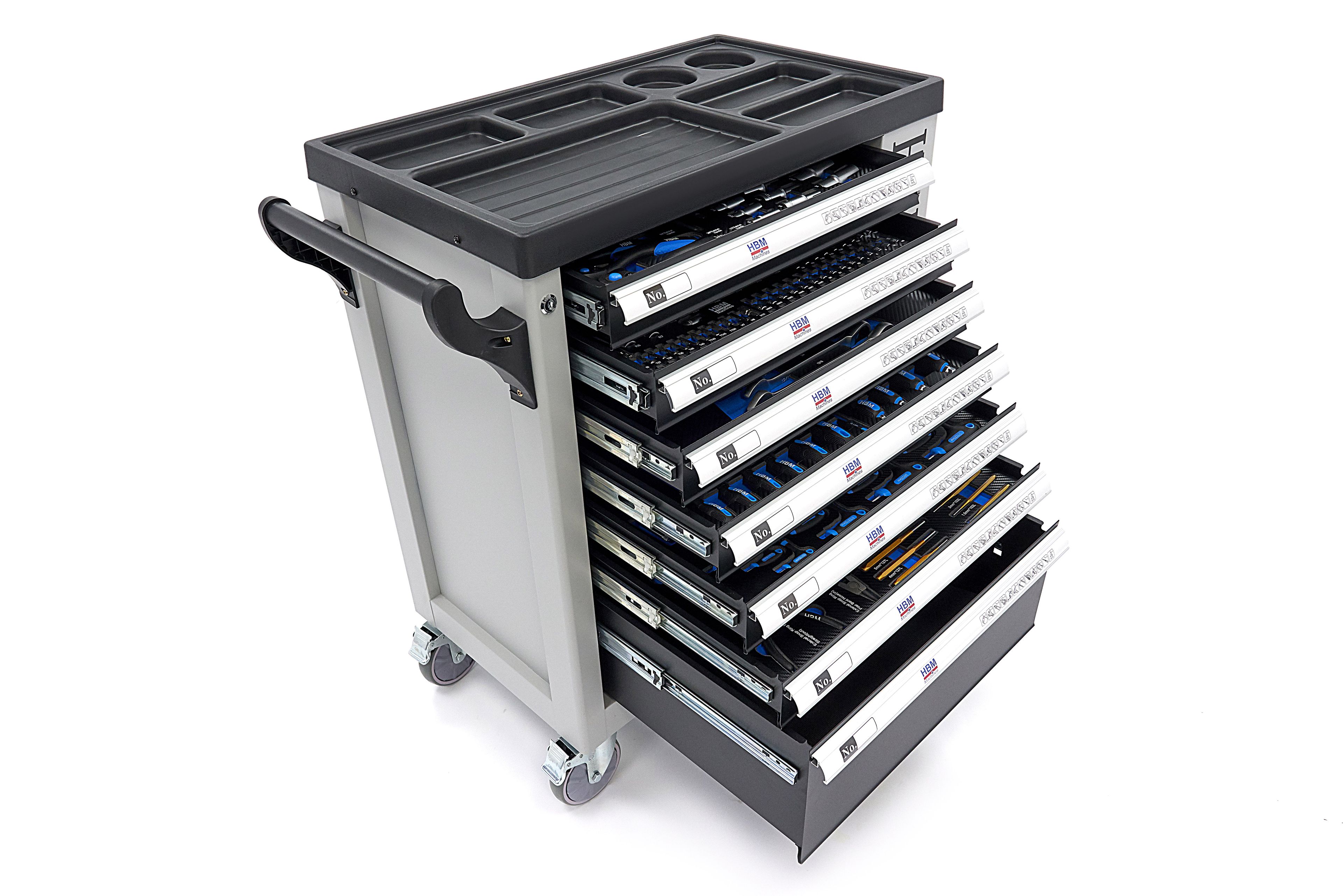 HBM gevulde gereedschapswagen 245-delig inch-maten, zwart Image 30