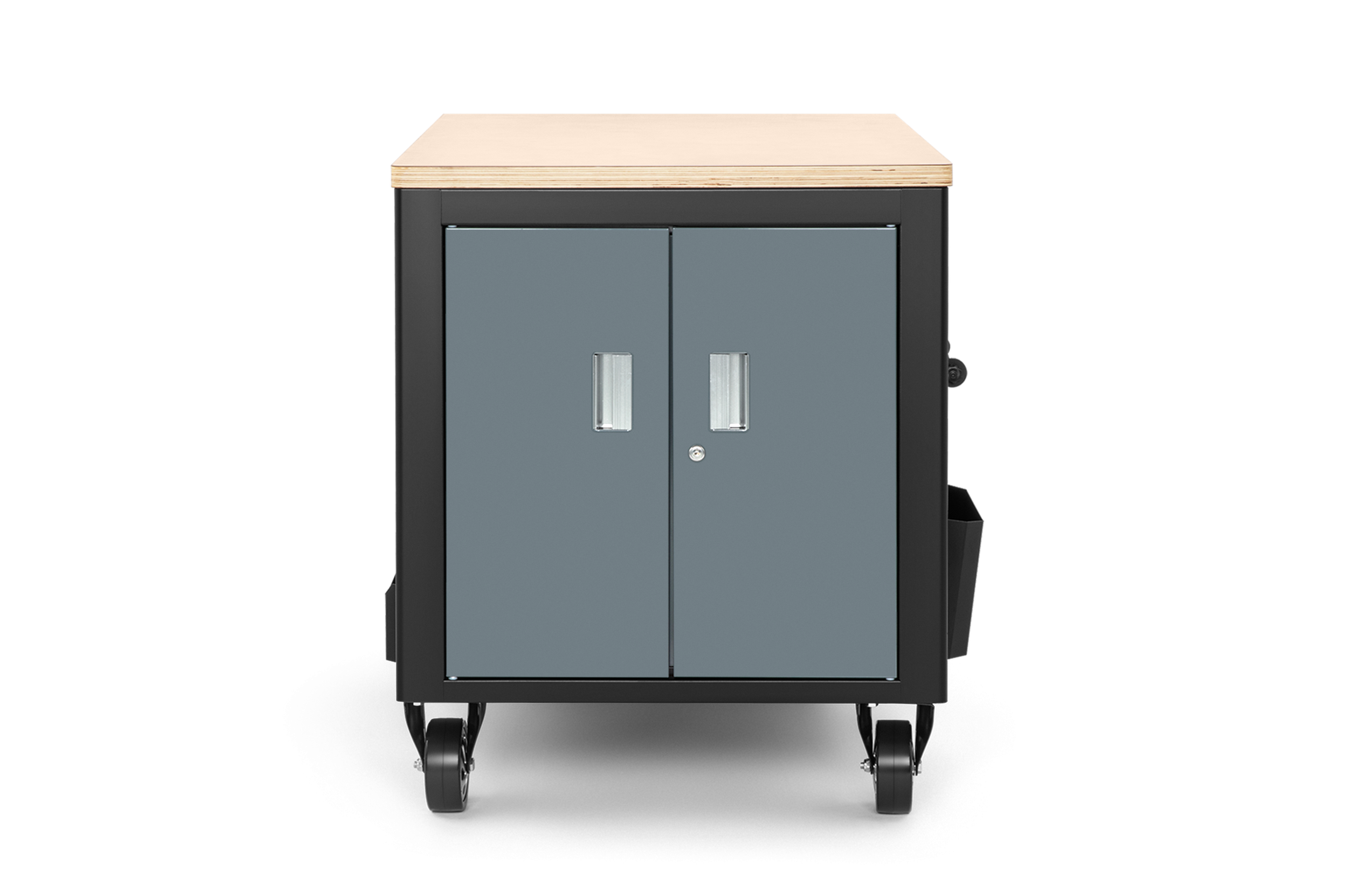 Carro de herramientas móvil HBM, banco de trabajo de 114 cm con tablero de trabajo de madera, negro/gris Image 3
