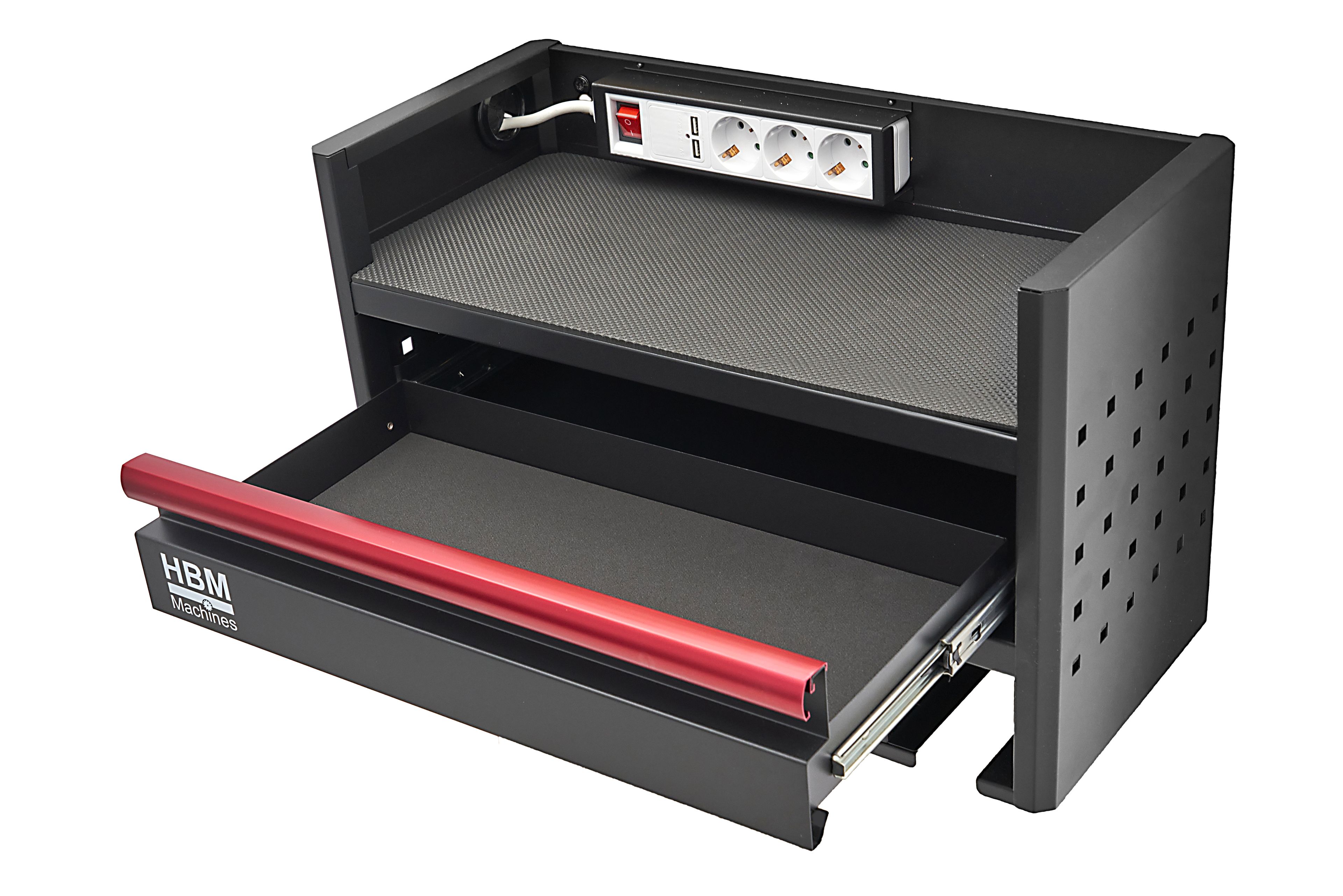 HBM Organizador de herramientas a batería, estantería de pared, con conexión a la red eléctrica Image 2