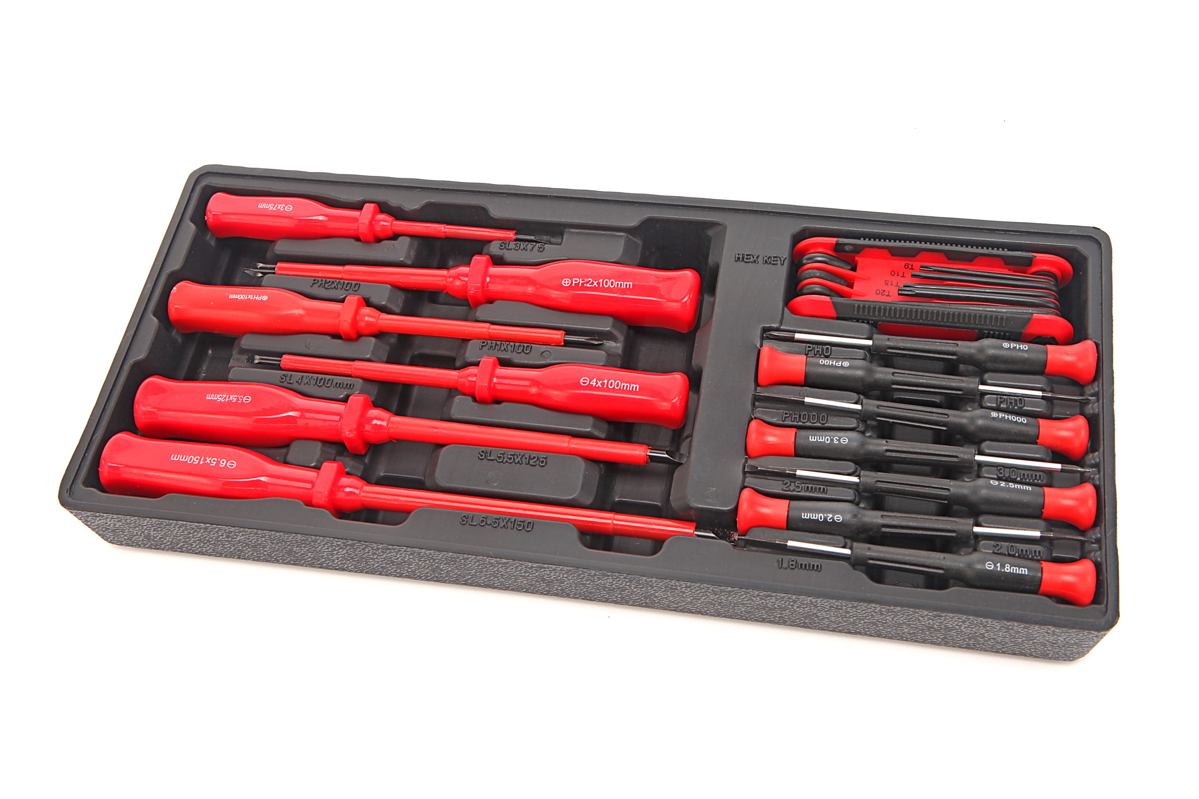 HBM 22 Delige Schroevendraaierset Inlay voor HBM Gereedschapswagen