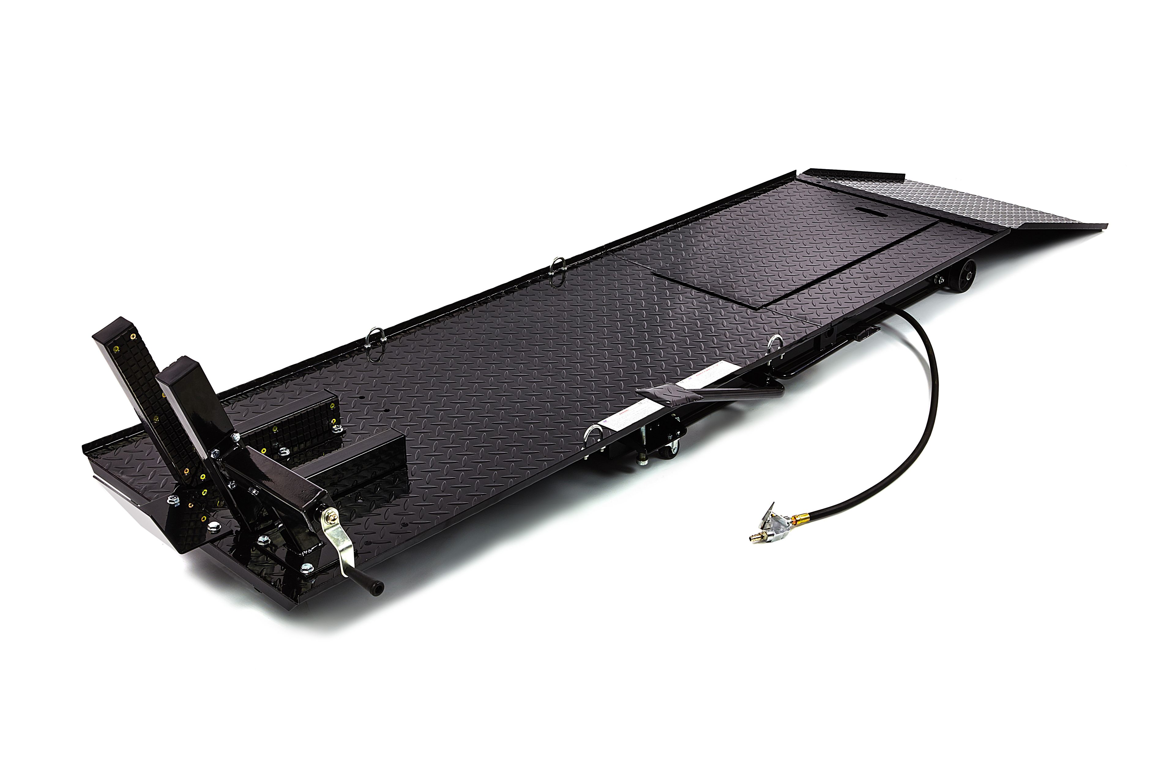 HBM 450 kg Motorradhebebühne hydraulisch, pneumatisch, mit Deluxe-Vorderradklemme, schwarz Image 4