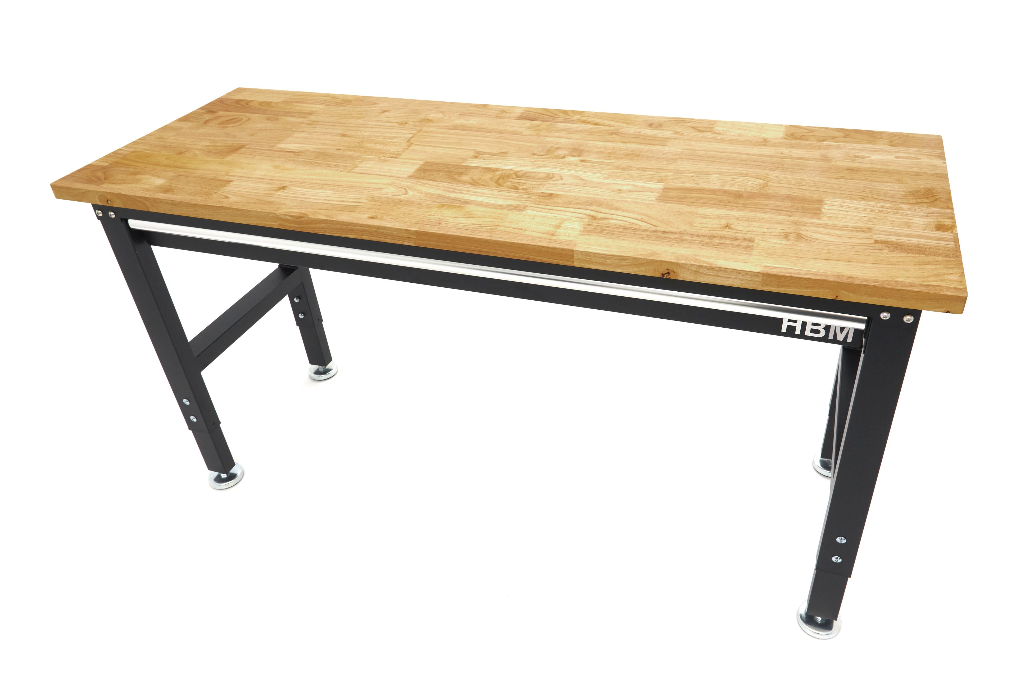 HBM in hoogte verstelbare werkbank met massief houten werkblad en lade 152 cm Image 3