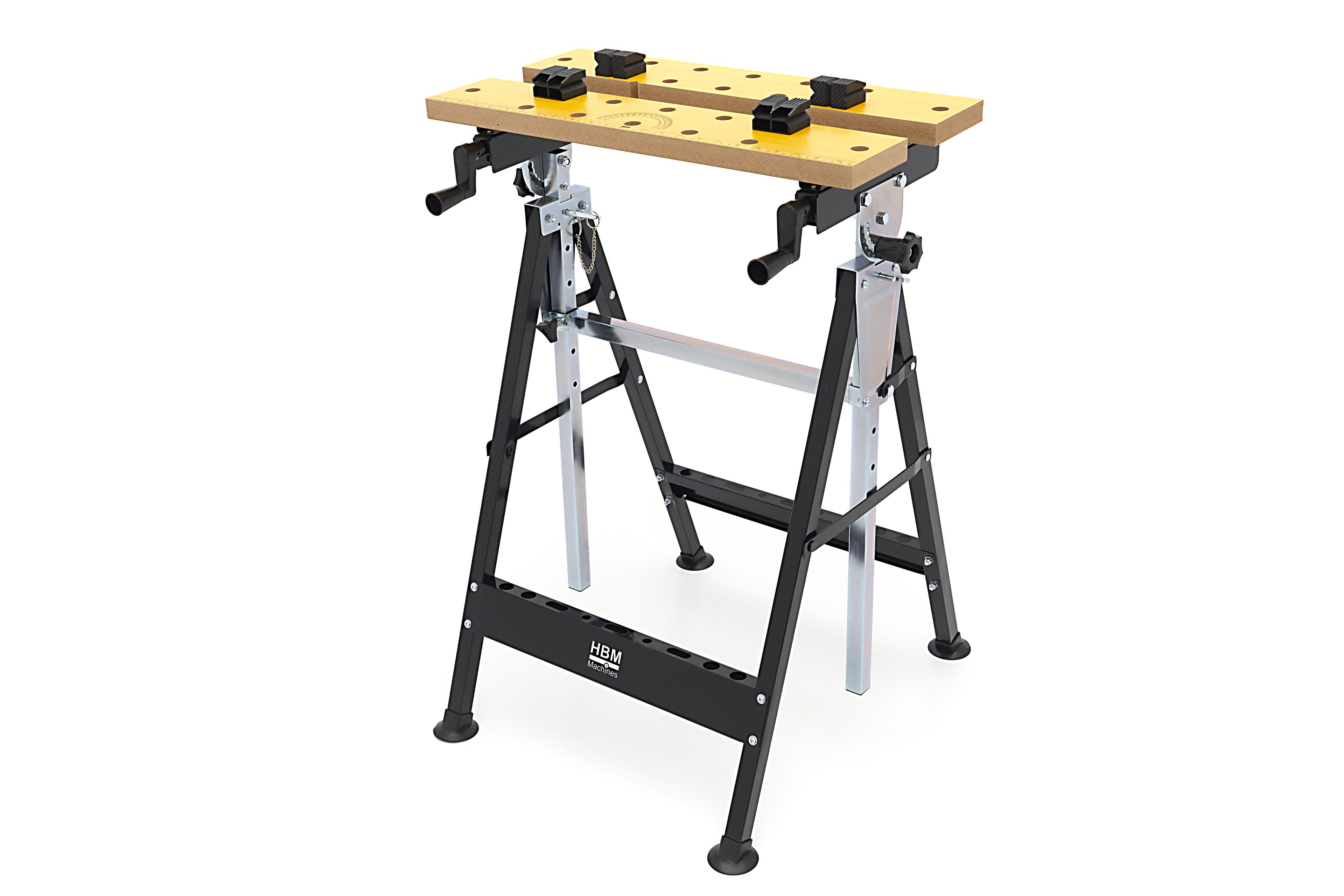 HBM draagbare werkbank, met in hoogte verstelbaar en kantelbaar werkblad