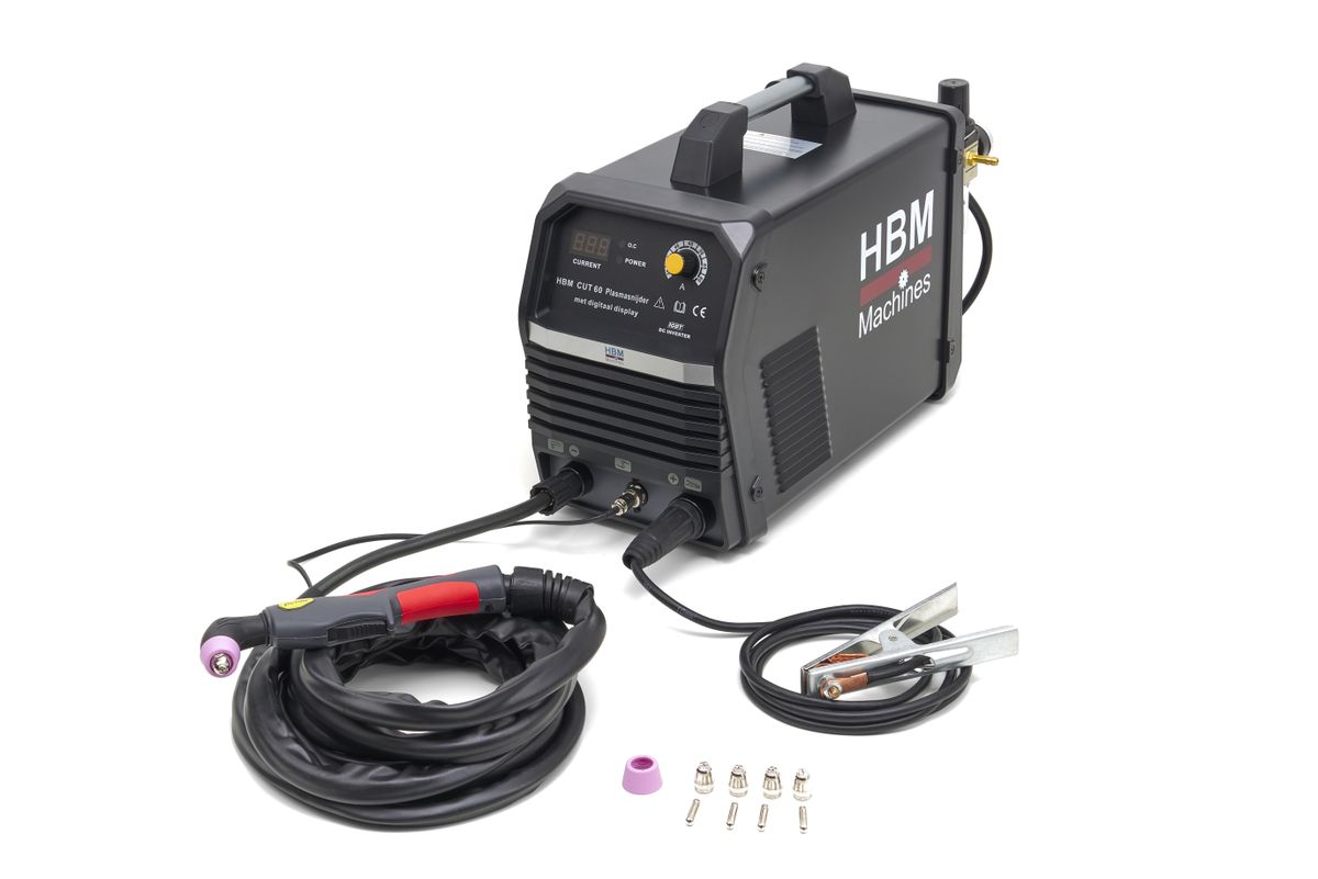 Cortador de plasma HBM CUT 60 con pantalla digital y tecnología IGBT - 400 Voltios Negro