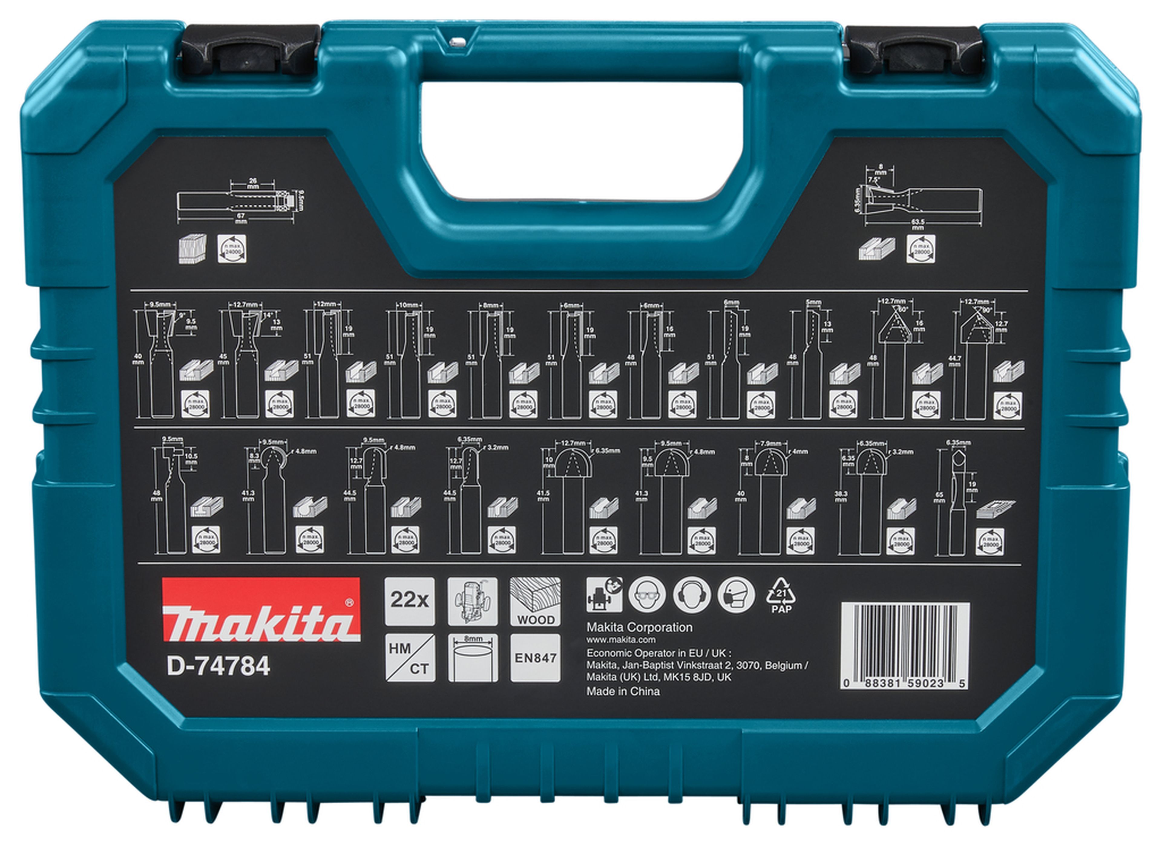 Makita freesset 8 mm, 22-delig, D-74784 Image 6