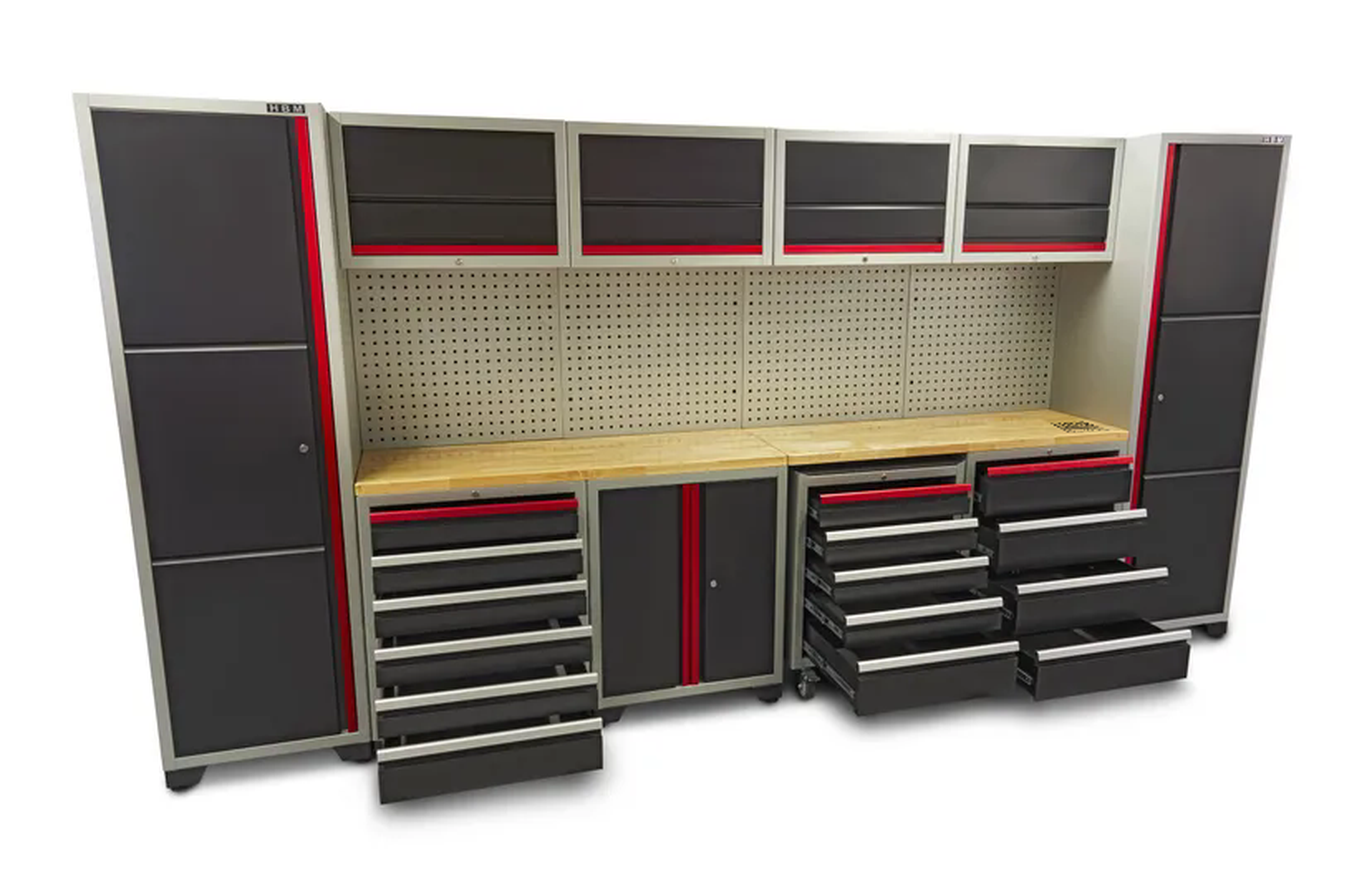 Système d'atelier modulaire professionnel de luxe HBM, 16 pièces, noir rouge Image 5