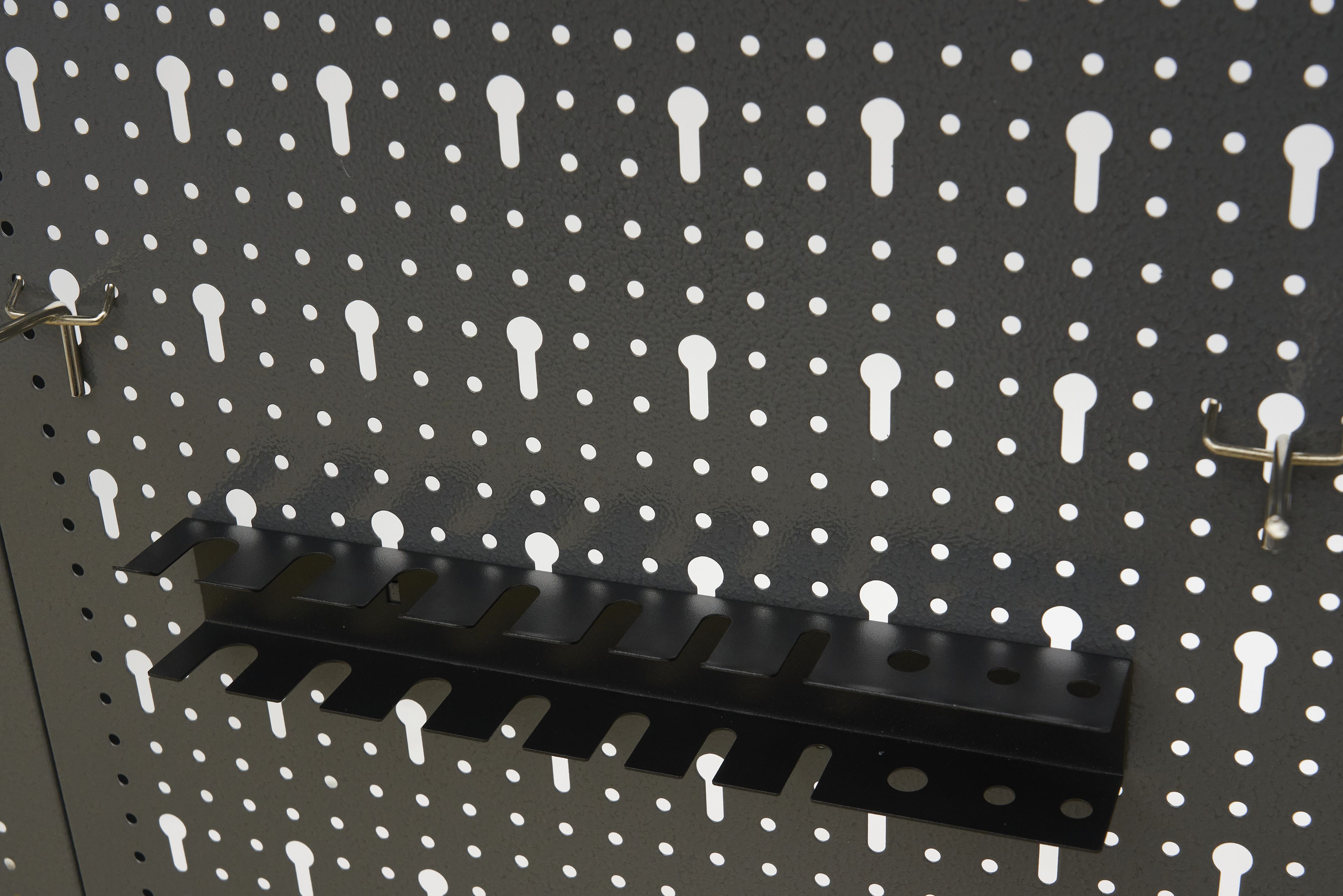 HBM werkbank 160 cm met 6 laden, kastenwand en achterwand, zwart, grijs Image 14