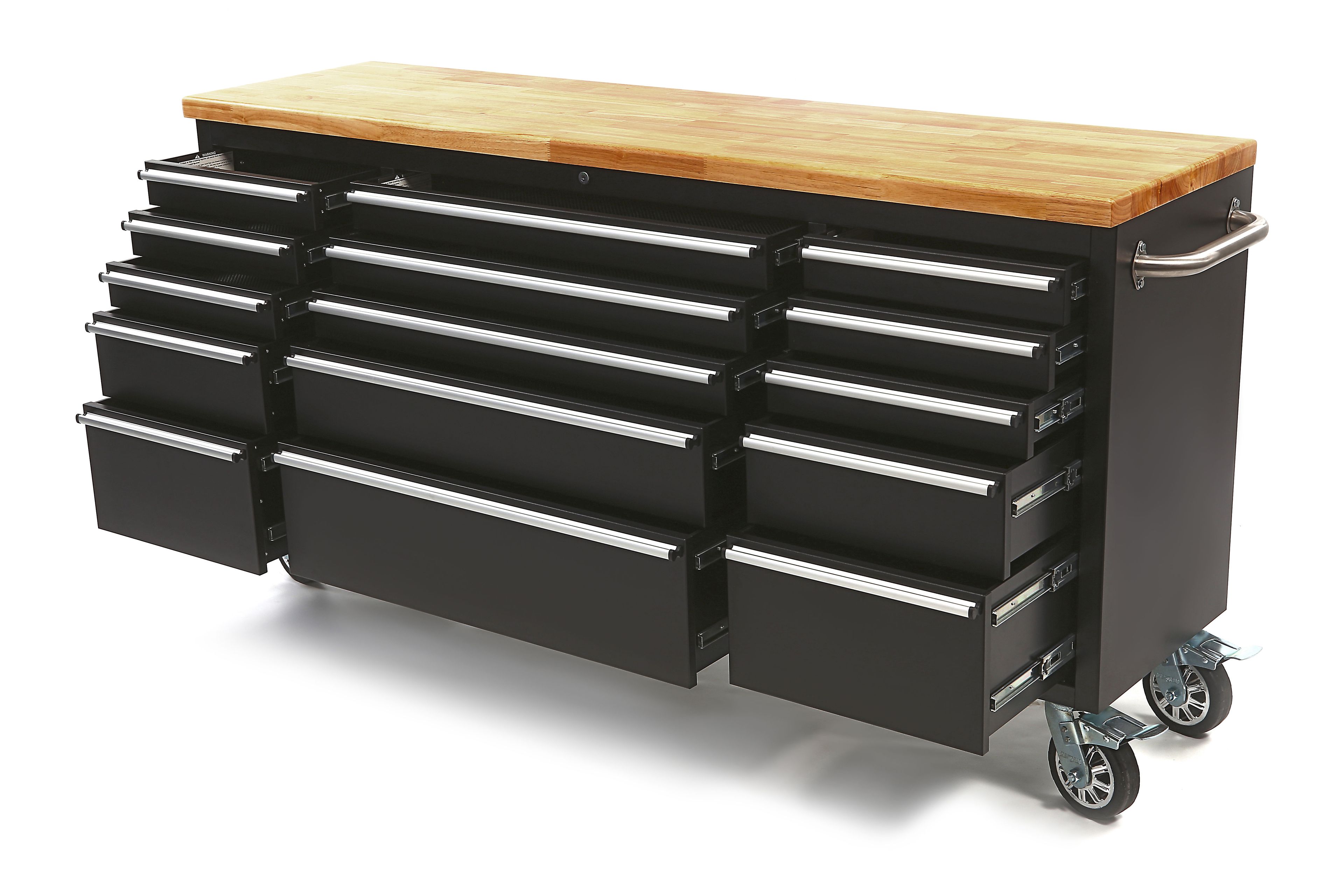 HBM 182 cm Profi Gereedschapswagen / Werkbank met Houten Blad - ZWART Image 2