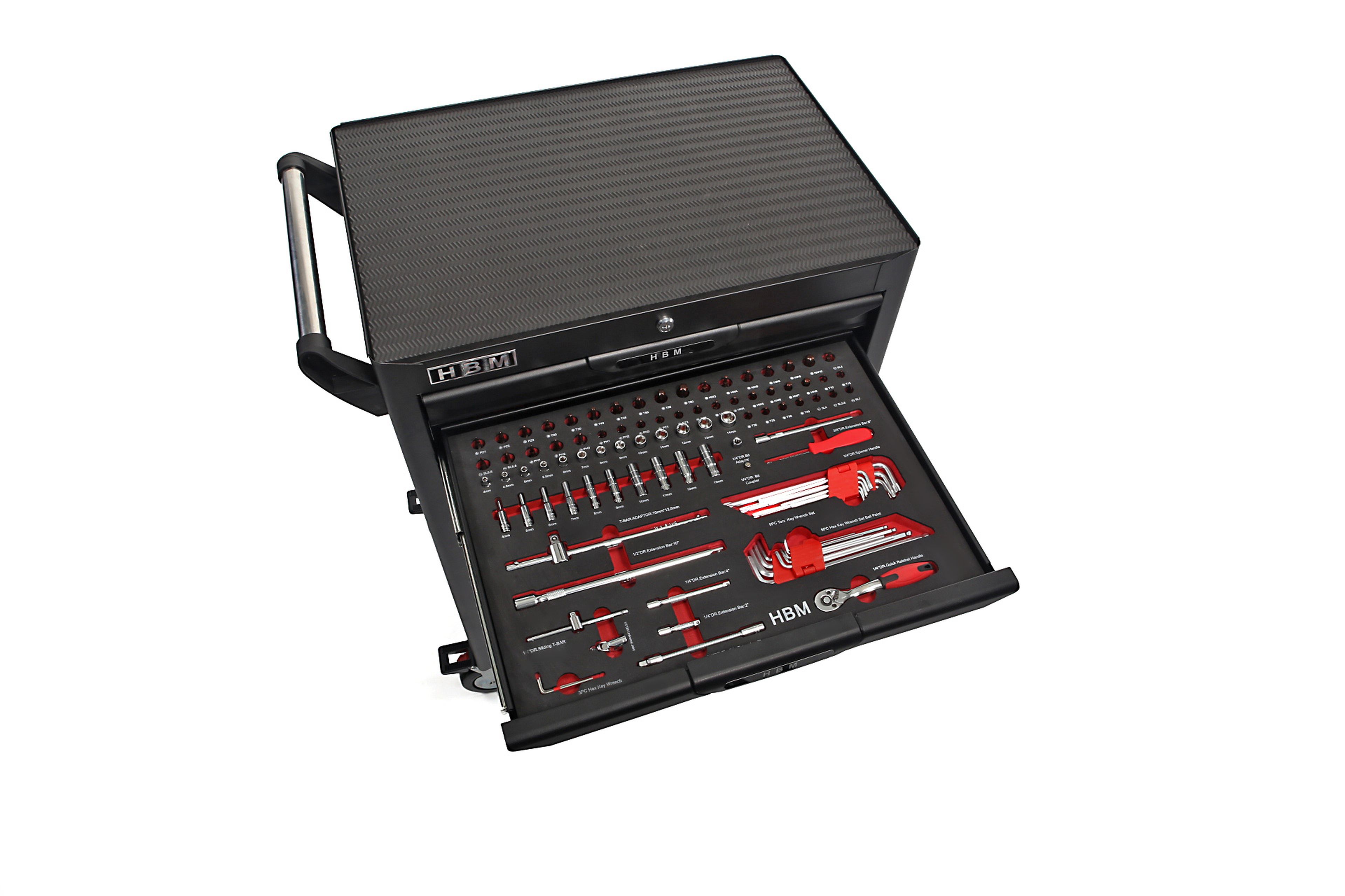 HBM deluxe gevulde gereedschapswagen, 283 delig, zwart Image 6