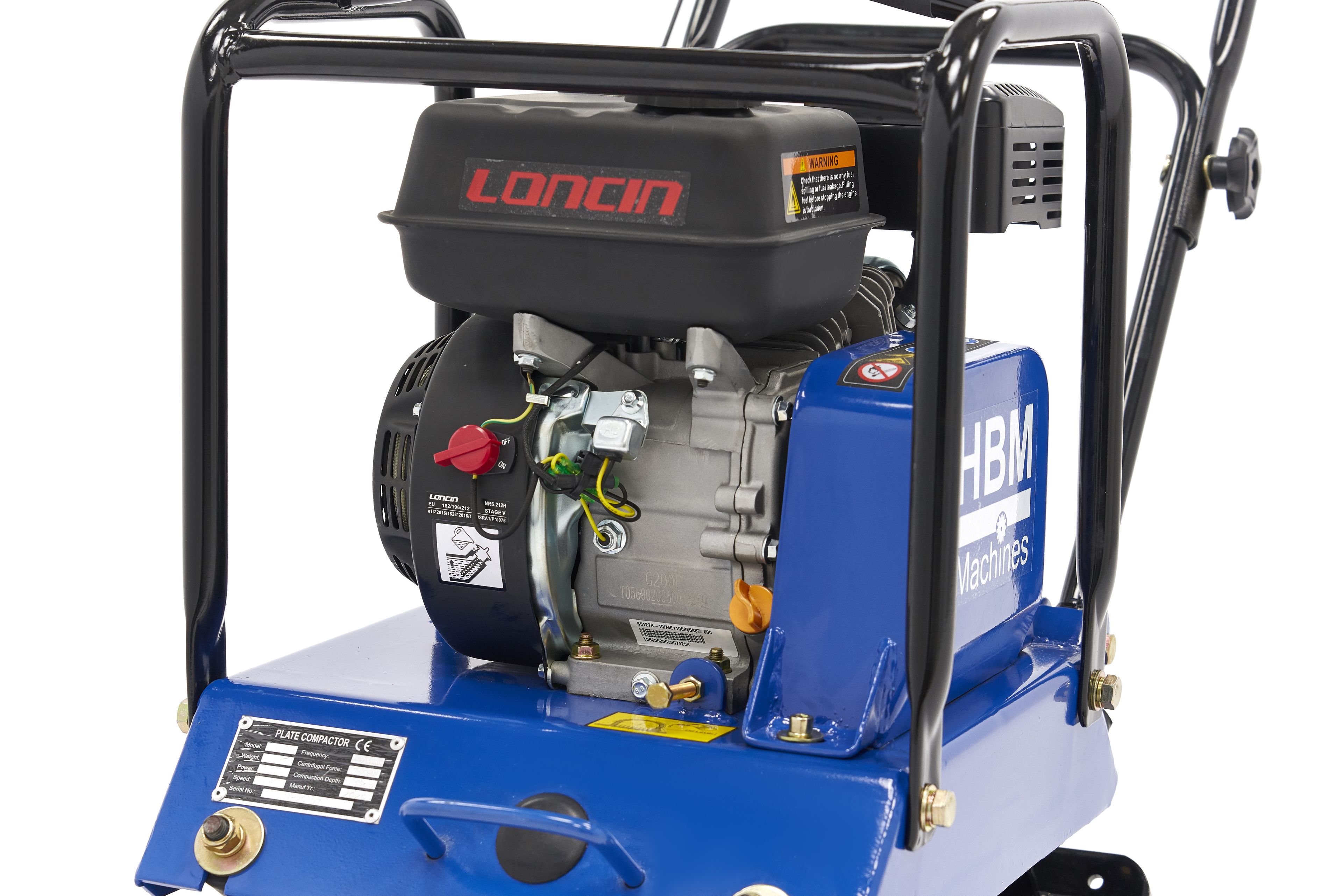 Plaque vibrante HBM Professional 6,5 HP avec roues et plaque de protection de pavage 15000N Image 7